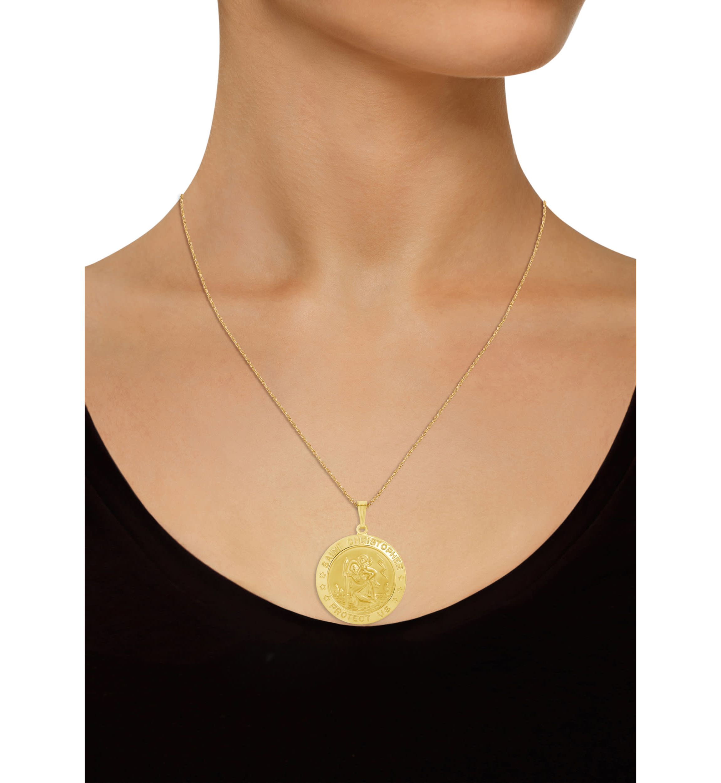 Sterling Silver Saint Christopher Medallion Pendant Necklace