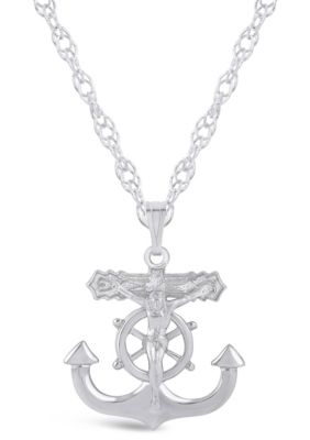 Belk & Co Sterling Silver Anchor Crucifix Pendant Necklace