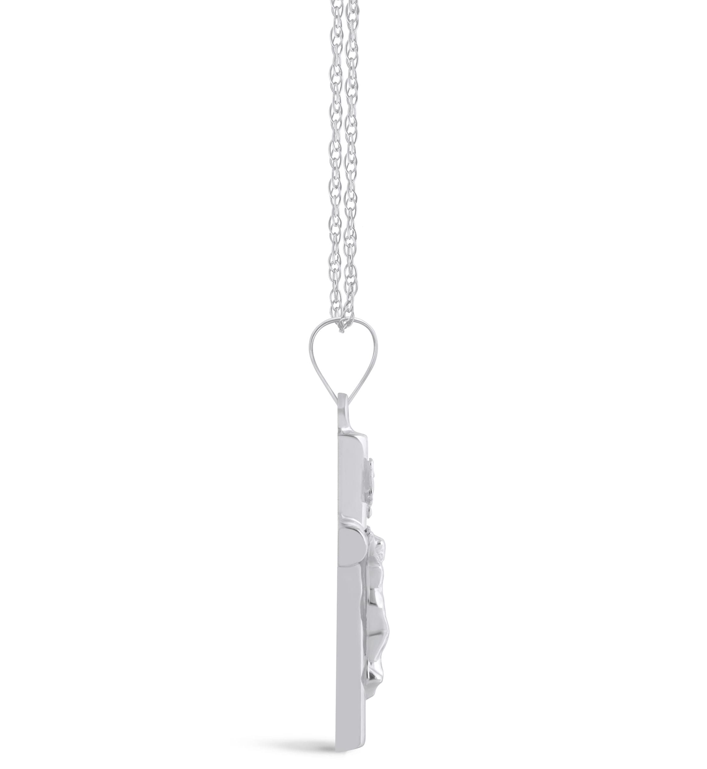 14K White Gold Crucifix Cross Pendant Necklace