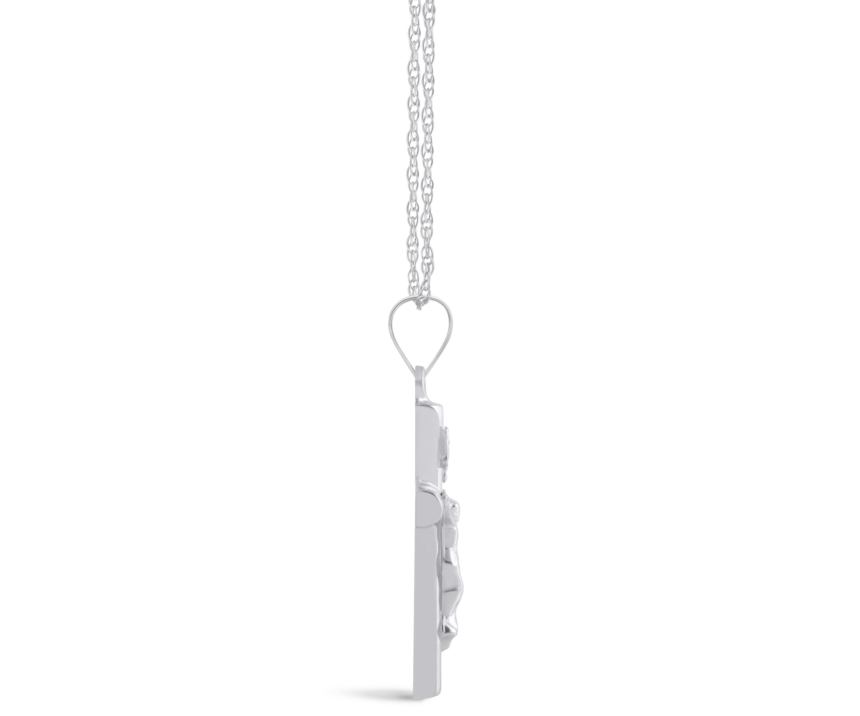 14K White Gold Crucifix Cross Pendant Necklace