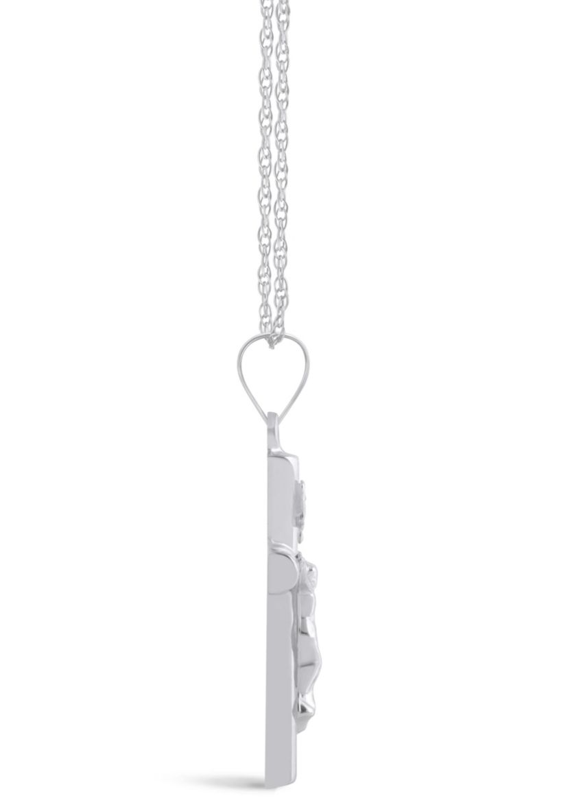 14K White Gold Crucifix Cross Pendant Necklace