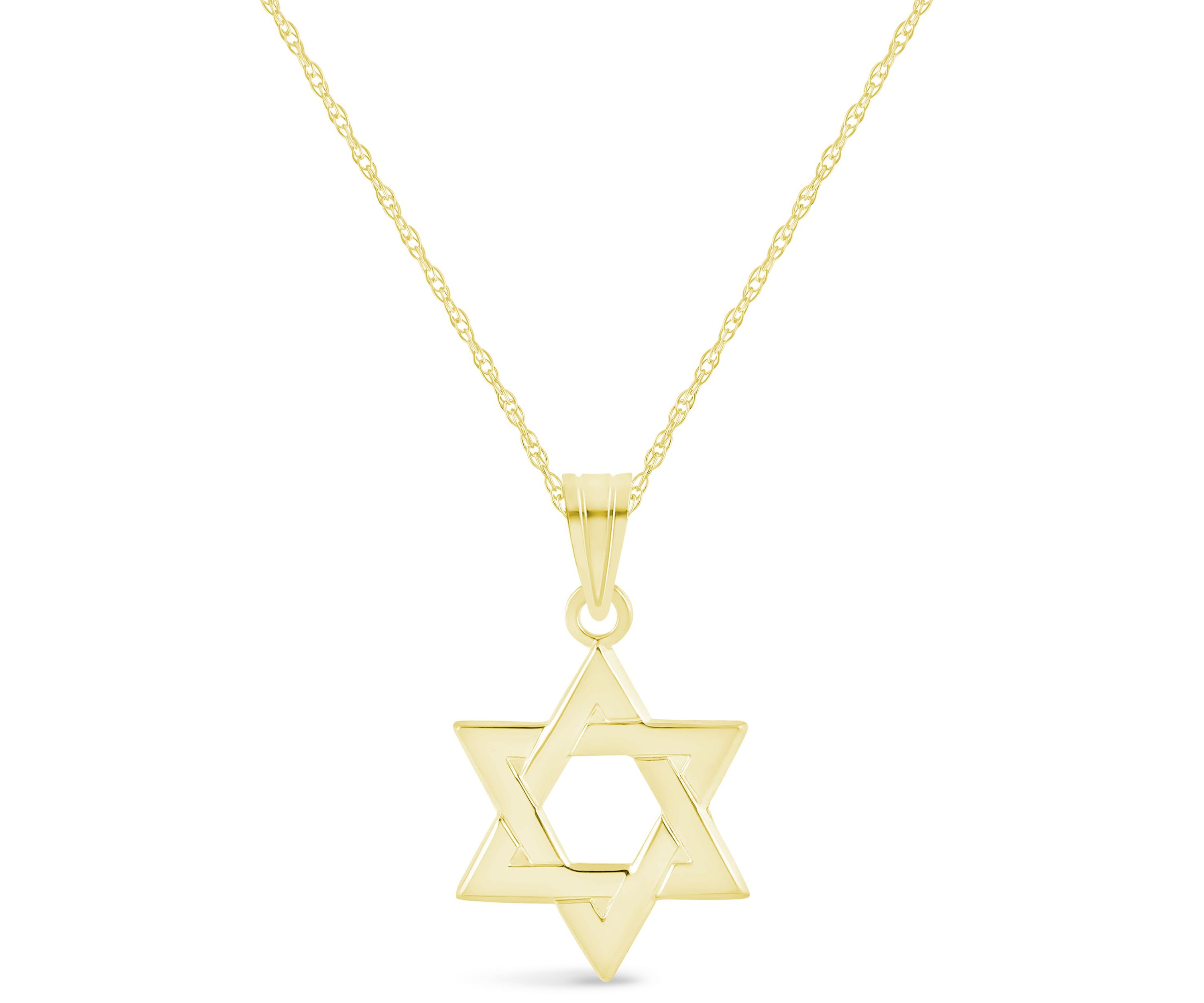 14K White Gold Star of David Pendant Necklace