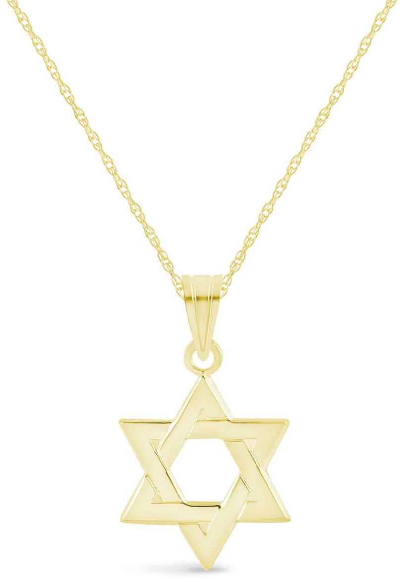 14K White Gold Star of David Pendant Necklace