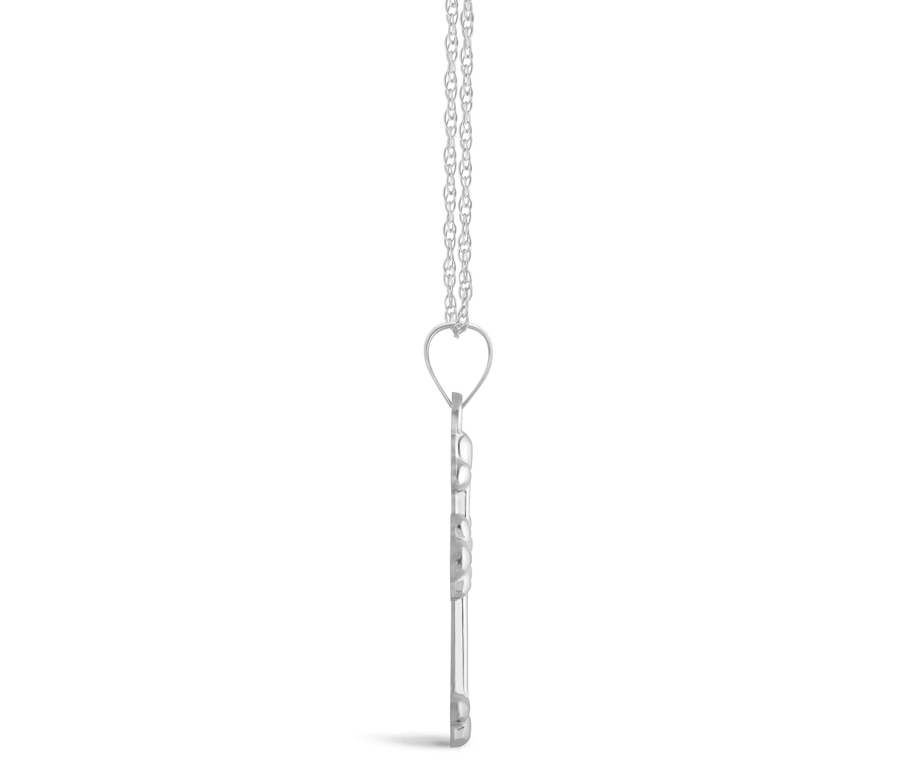 14K Yellow Gold Fleur De Lis Cross Pendant Necklace