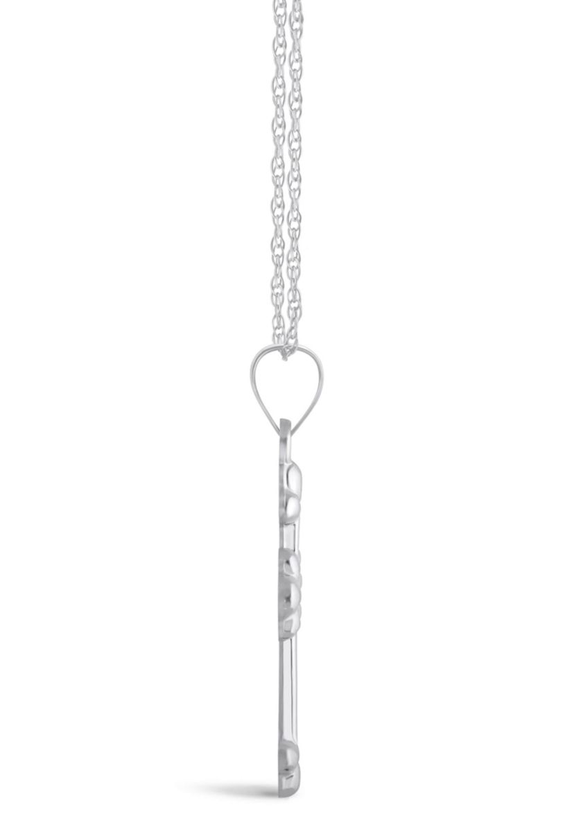 14K Yellow Gold Fleur De Lis Cross Pendant Necklace