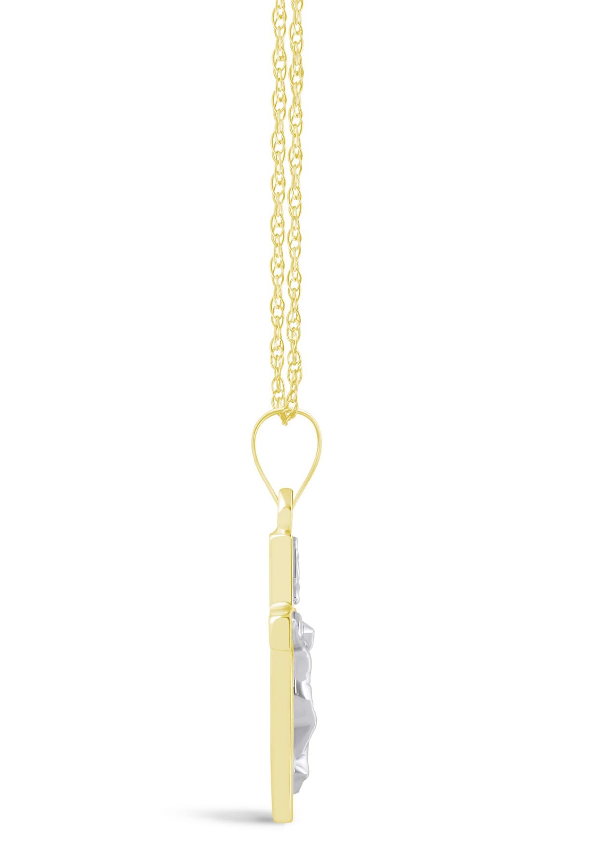 14K White Gold Crucifix Cross Pendant Necklace