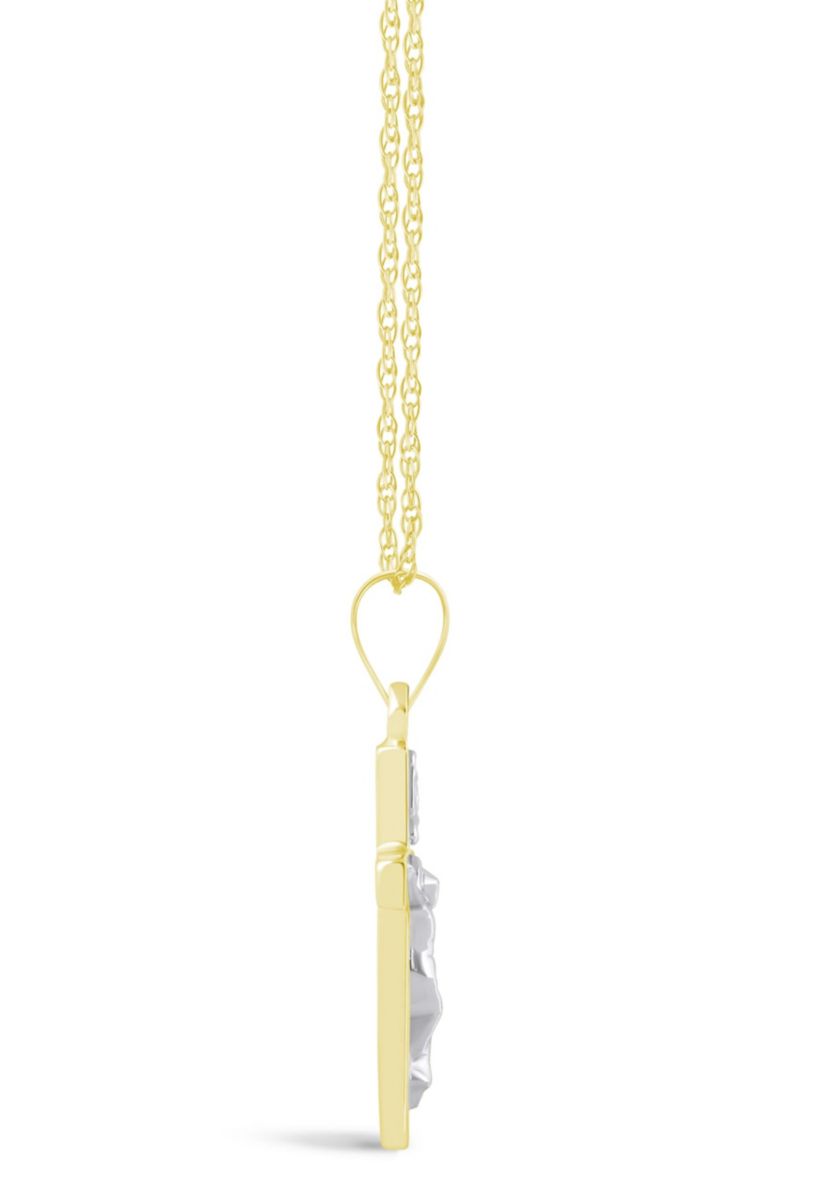 14K White Gold Crucifix Cross Pendant Necklace