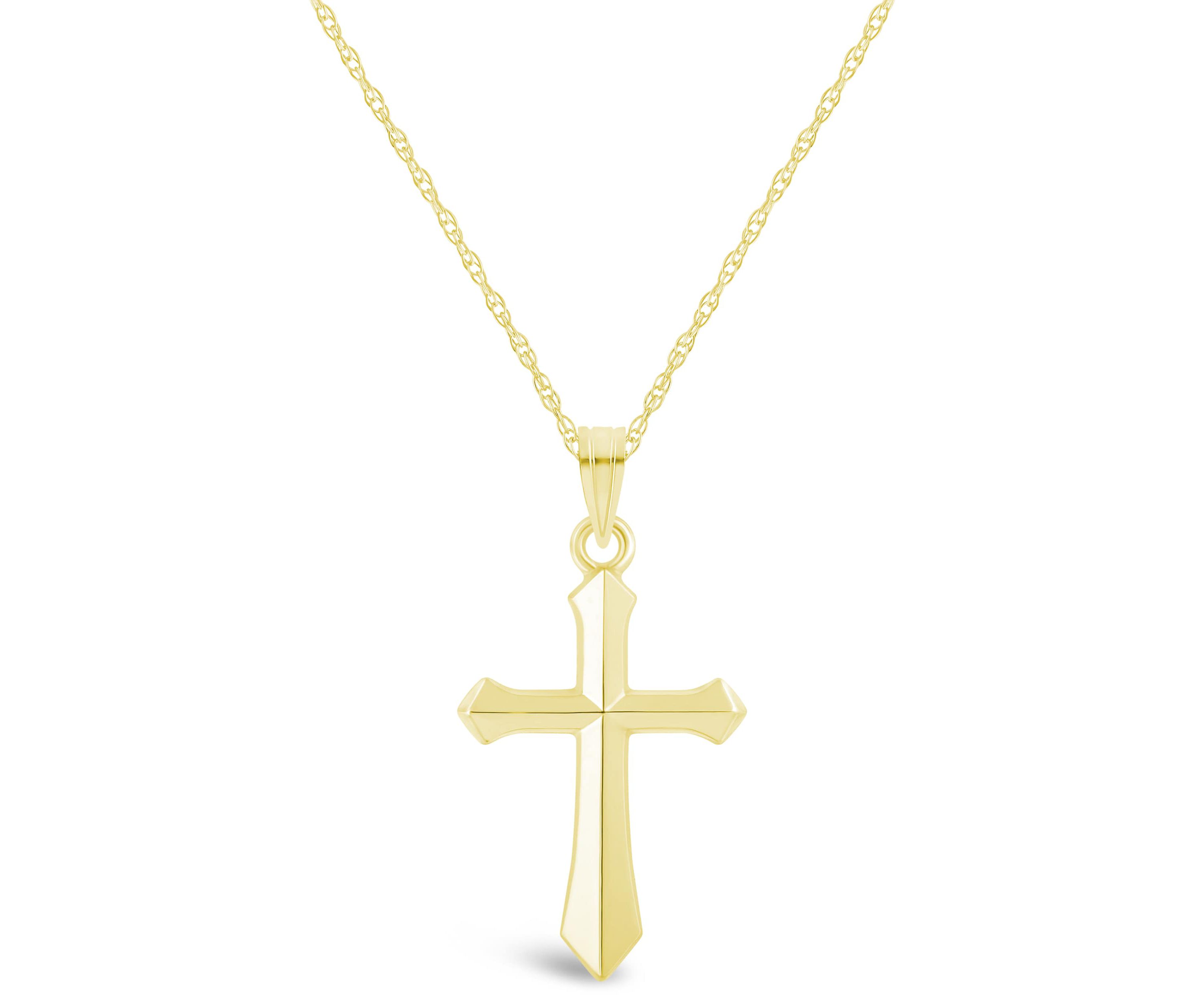 14K White Gold Cross Pendant Necklace