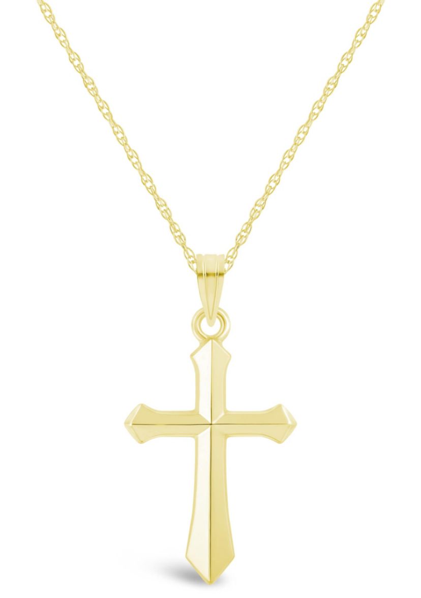 14K White Gold Cross Pendant Necklace