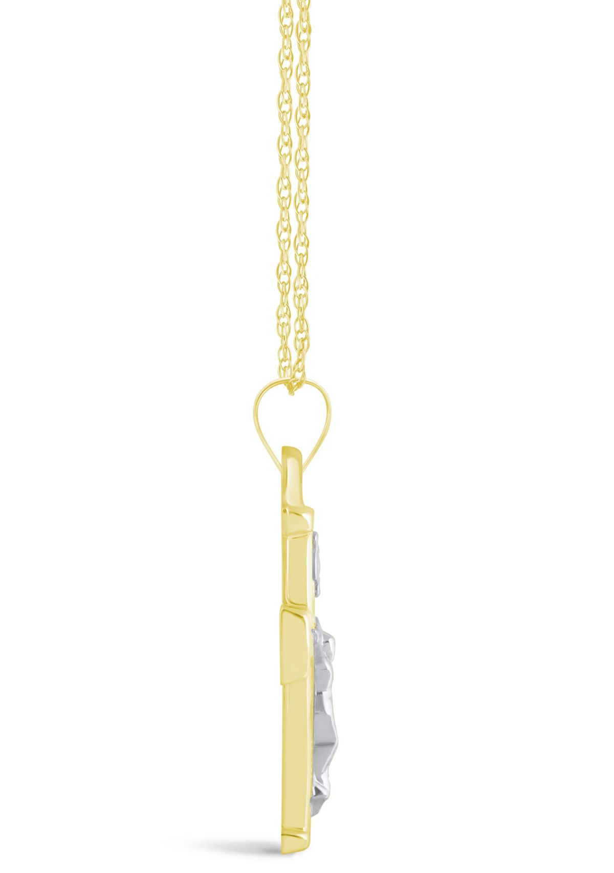 14K White Gold Crucifix Cross Pendant Necklace