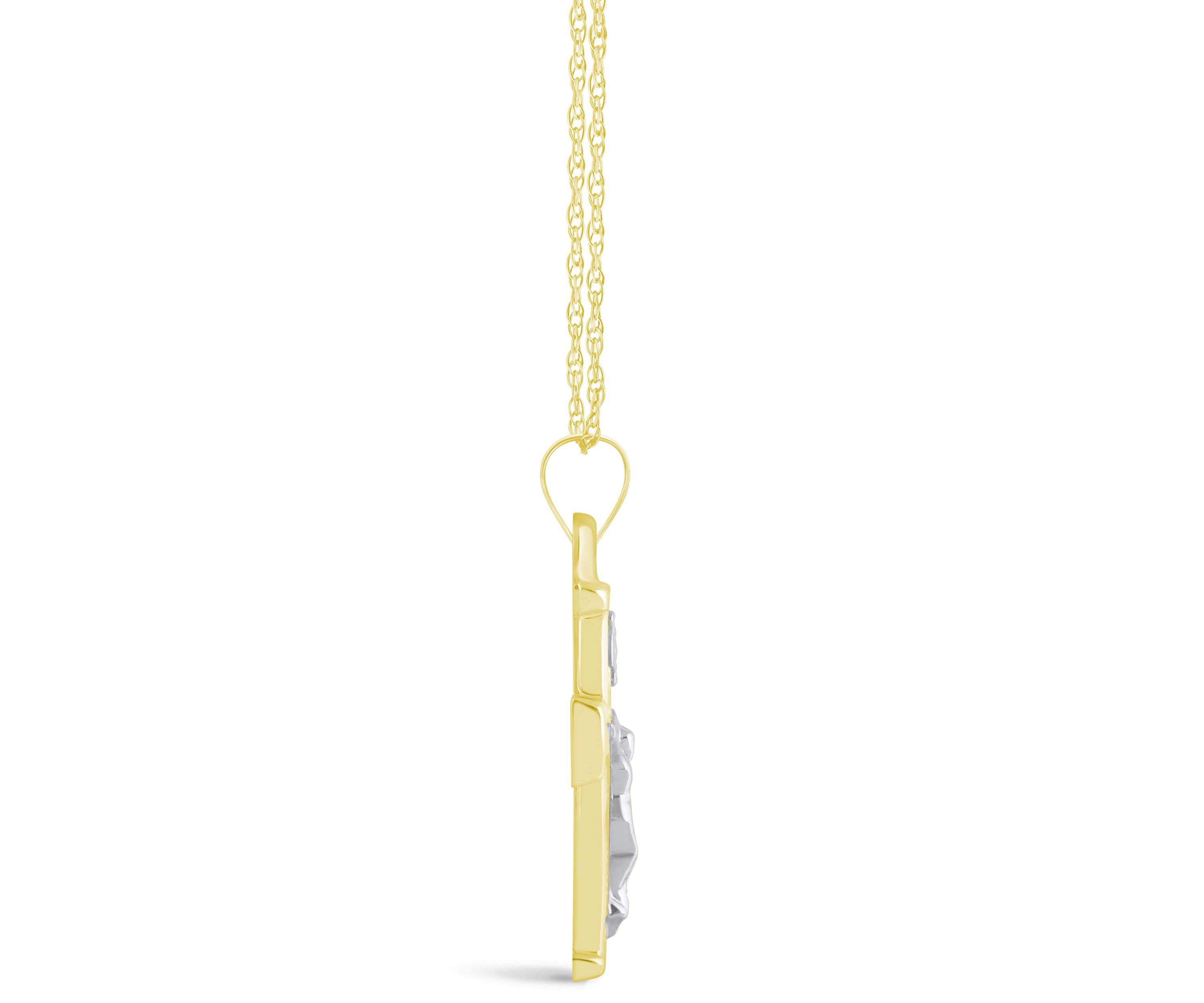 14K White Gold Crucifix Cross Pendant Necklace
