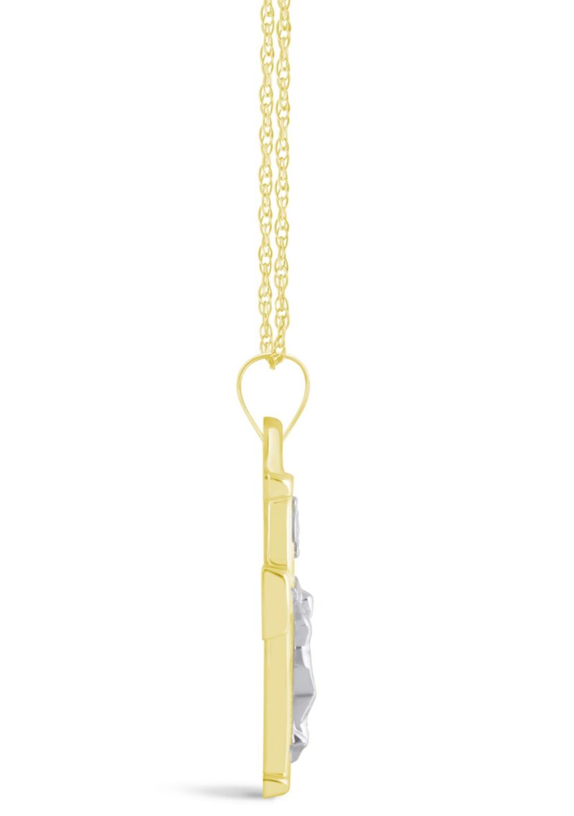 14K White Gold Crucifix Cross Pendant Necklace