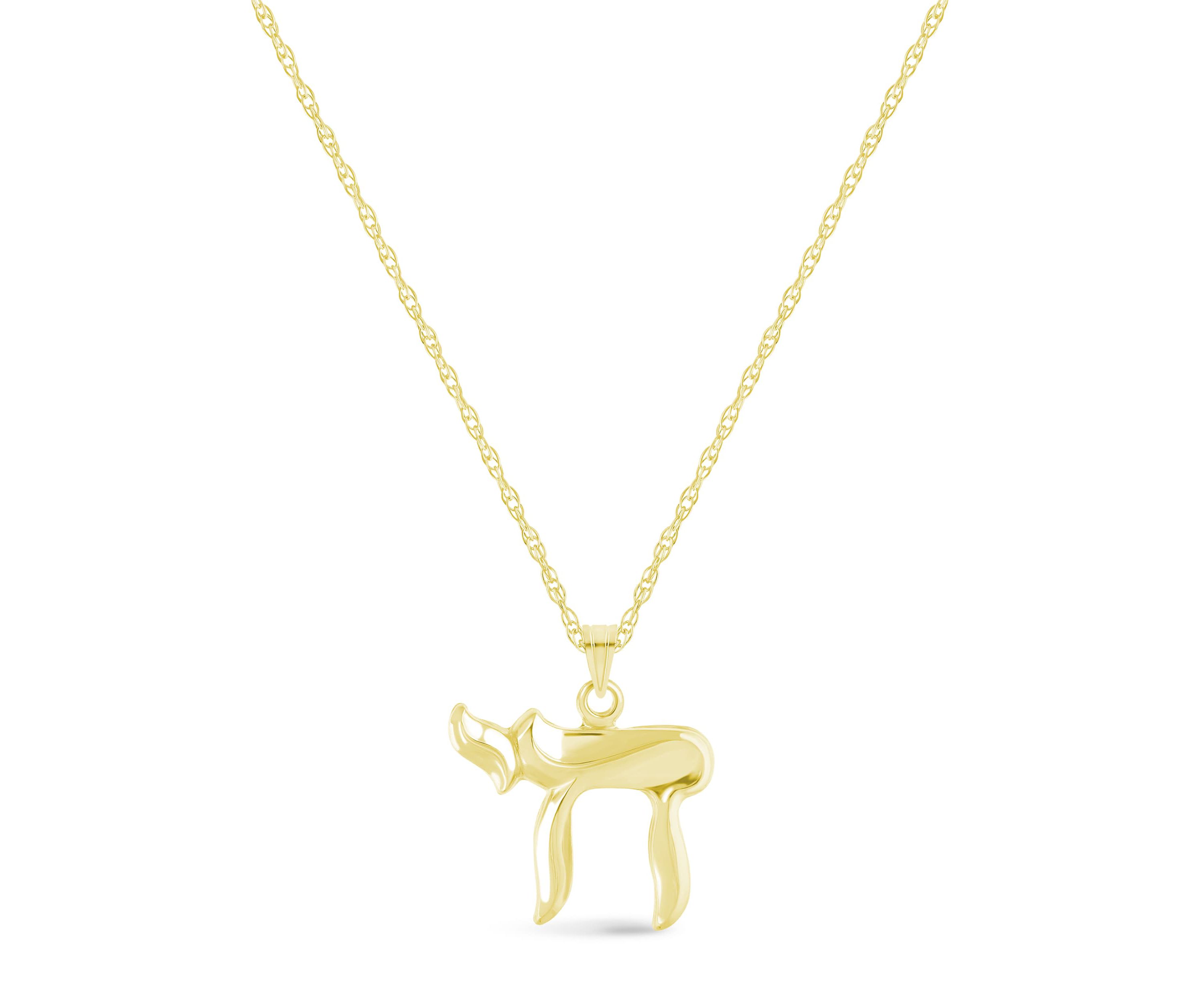 14K Yellow Gold Chai Pendant Necklace