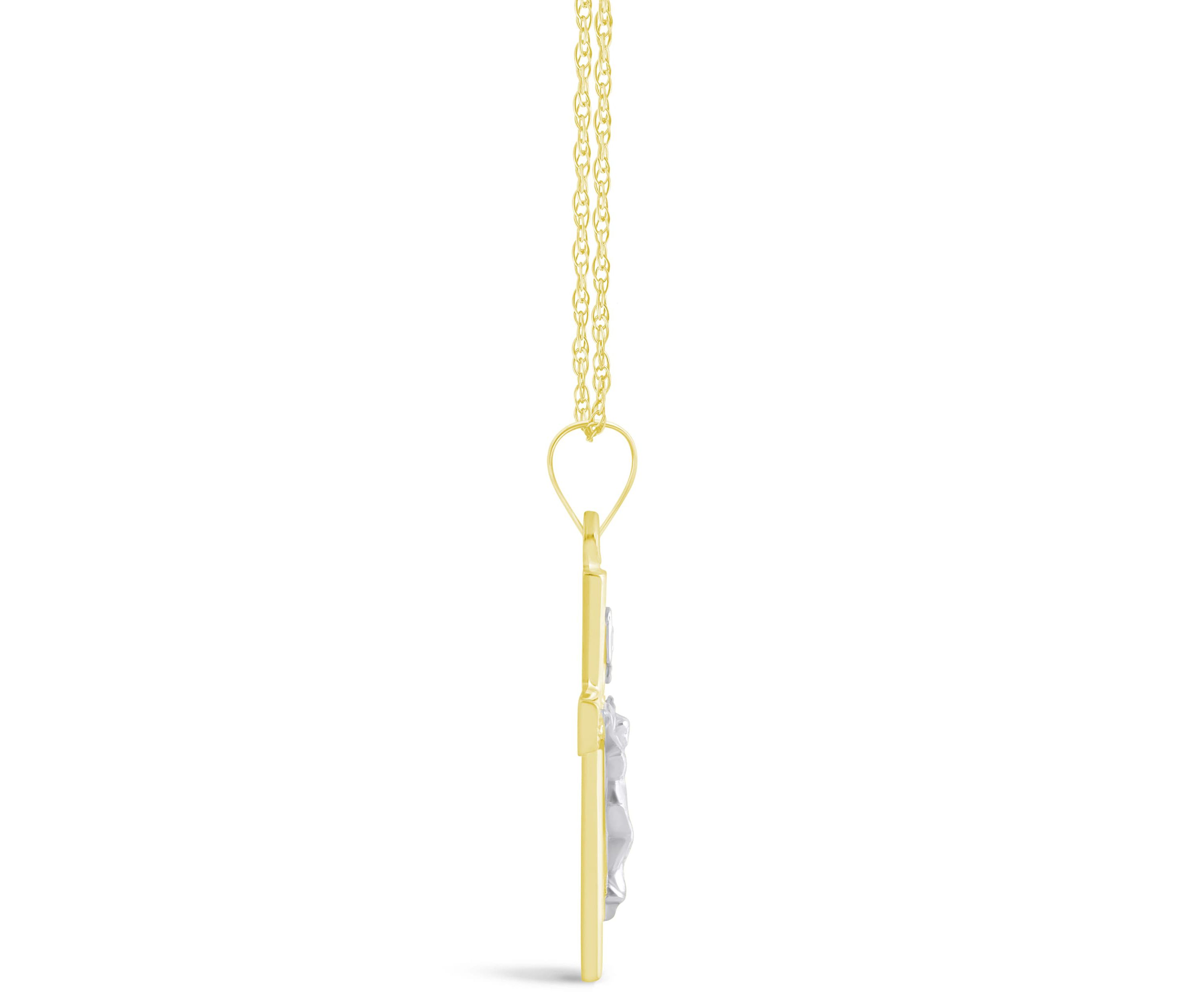 14K White Gold Crucifix Cross Pendant Necklace