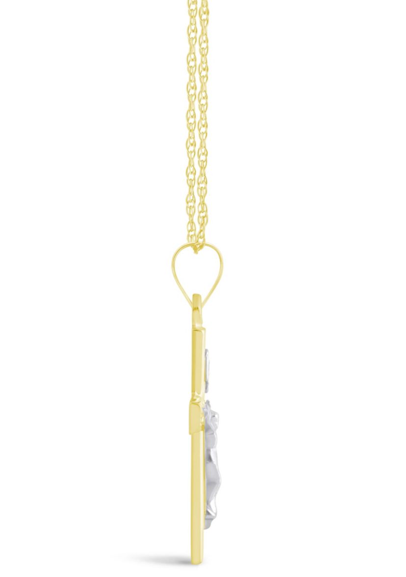14K White Gold Crucifix Cross Pendant Necklace