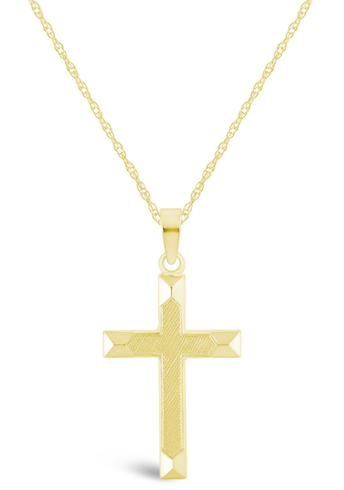 14K White Gold Cross Pendant Necklace