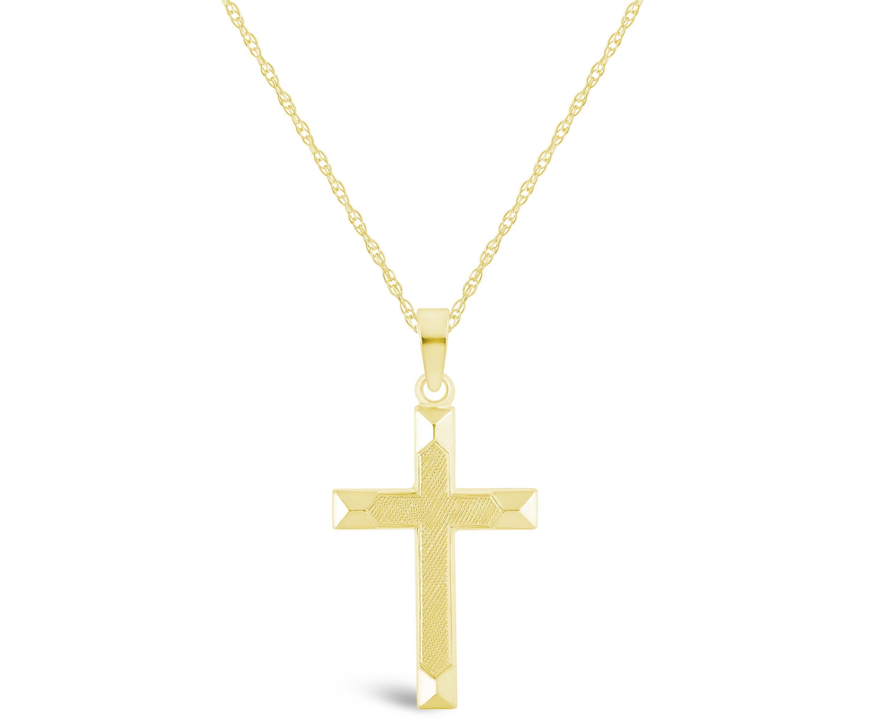 14K White Gold Cross Pendant Necklace
