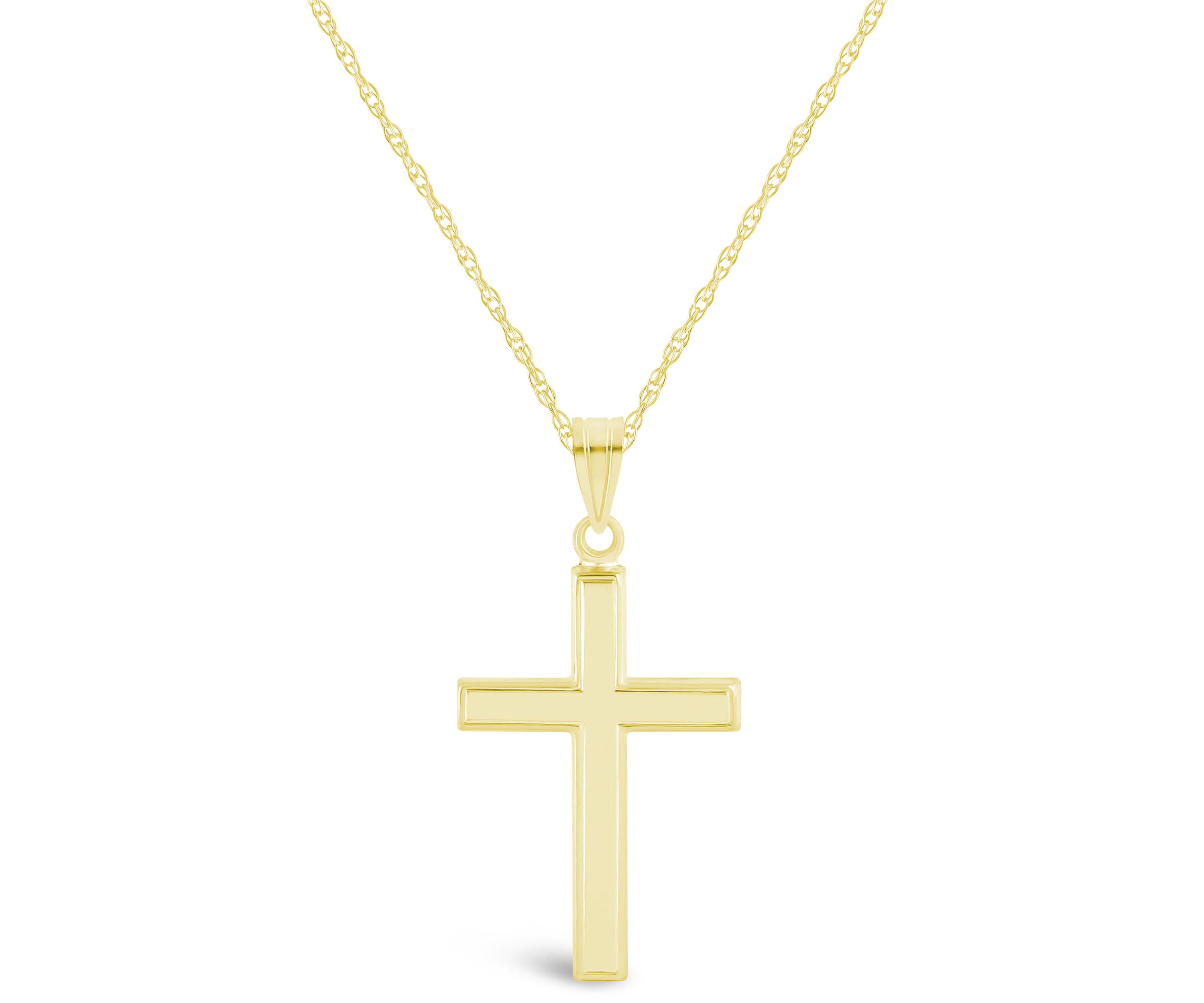 14K Yellow Gold Cross Pendant Necklace