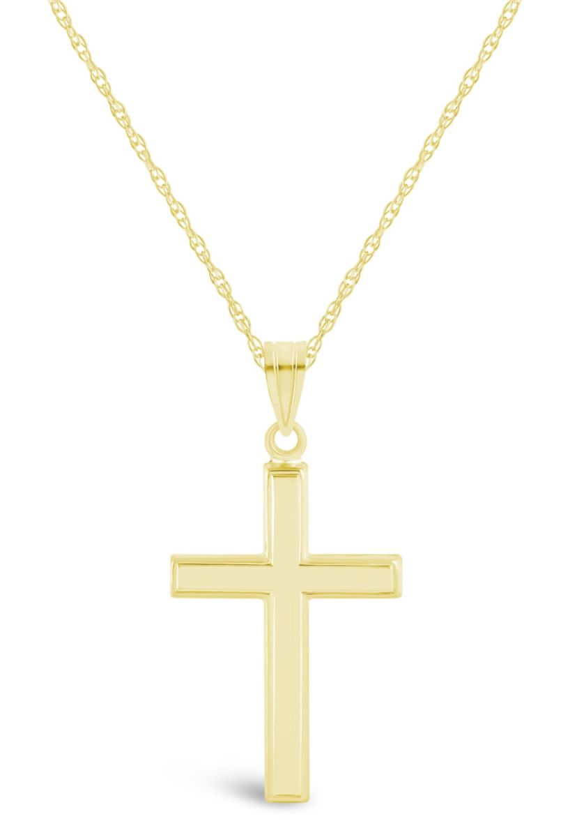 14K Yellow Gold Cross Pendant Necklace