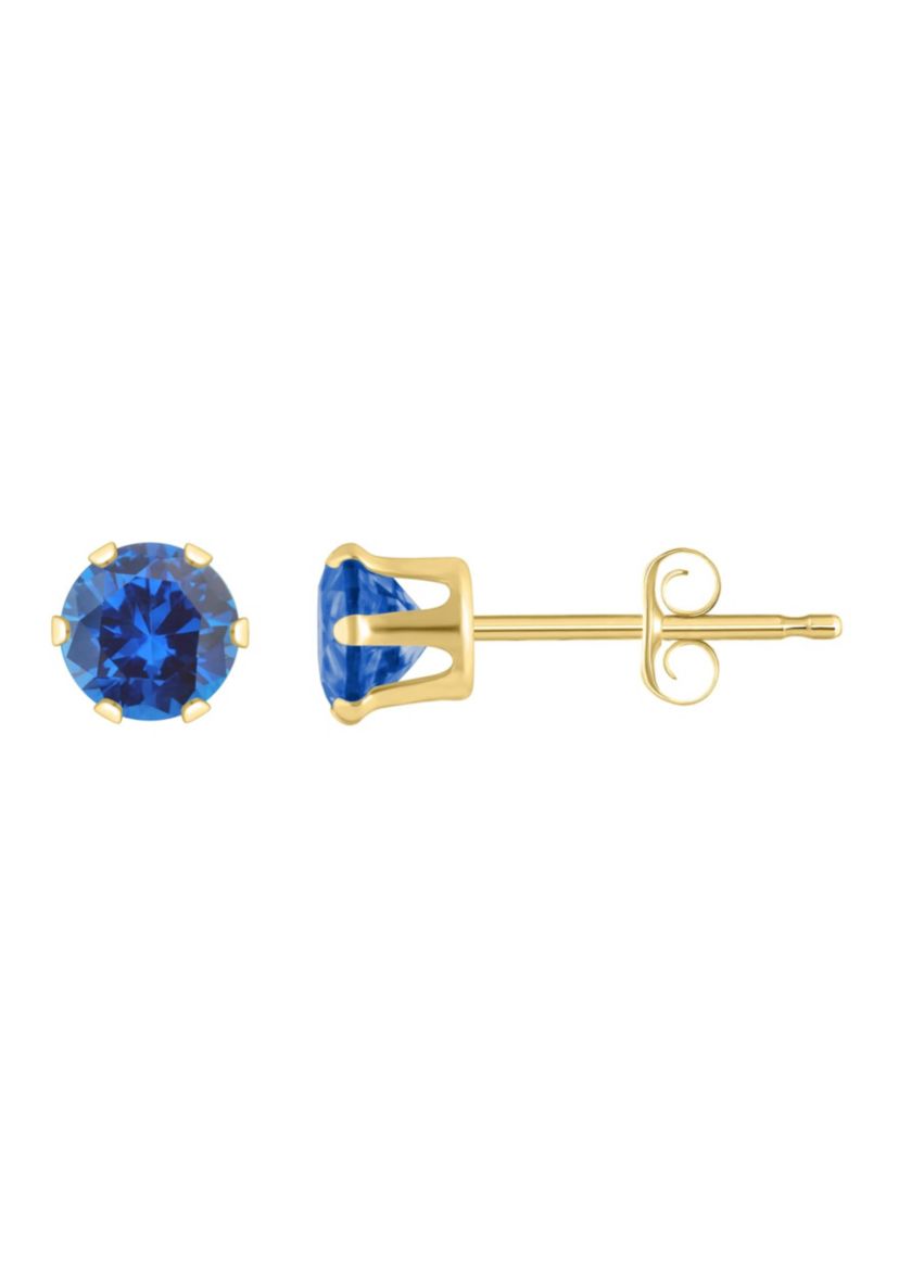 Lab Created 10K White Gold 4mm Round Created Sapphire Stud Earrings