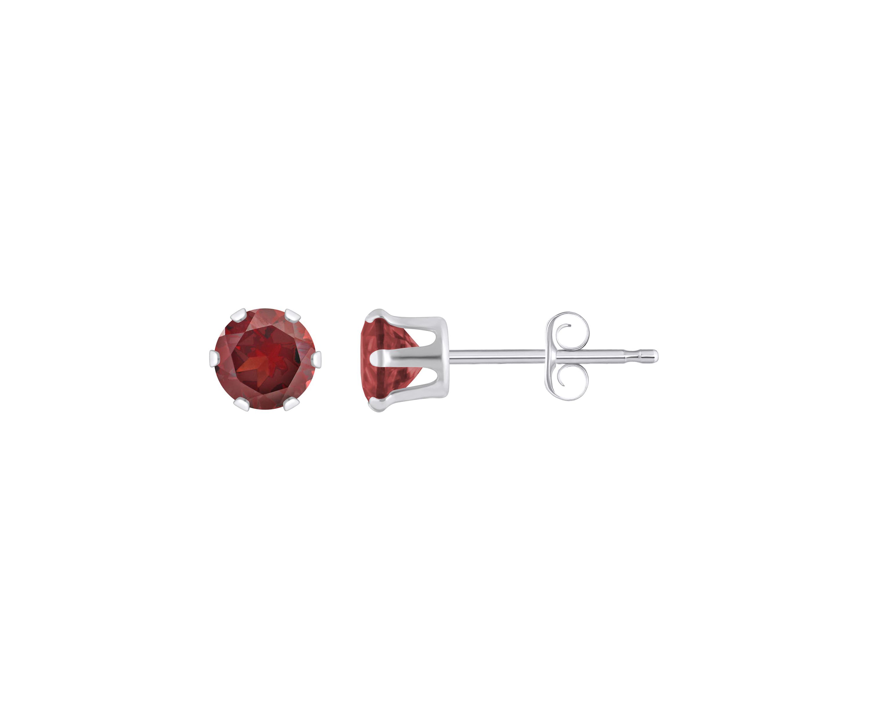 10K Yellow Gold 4mm Round Garnet Stud Earrings