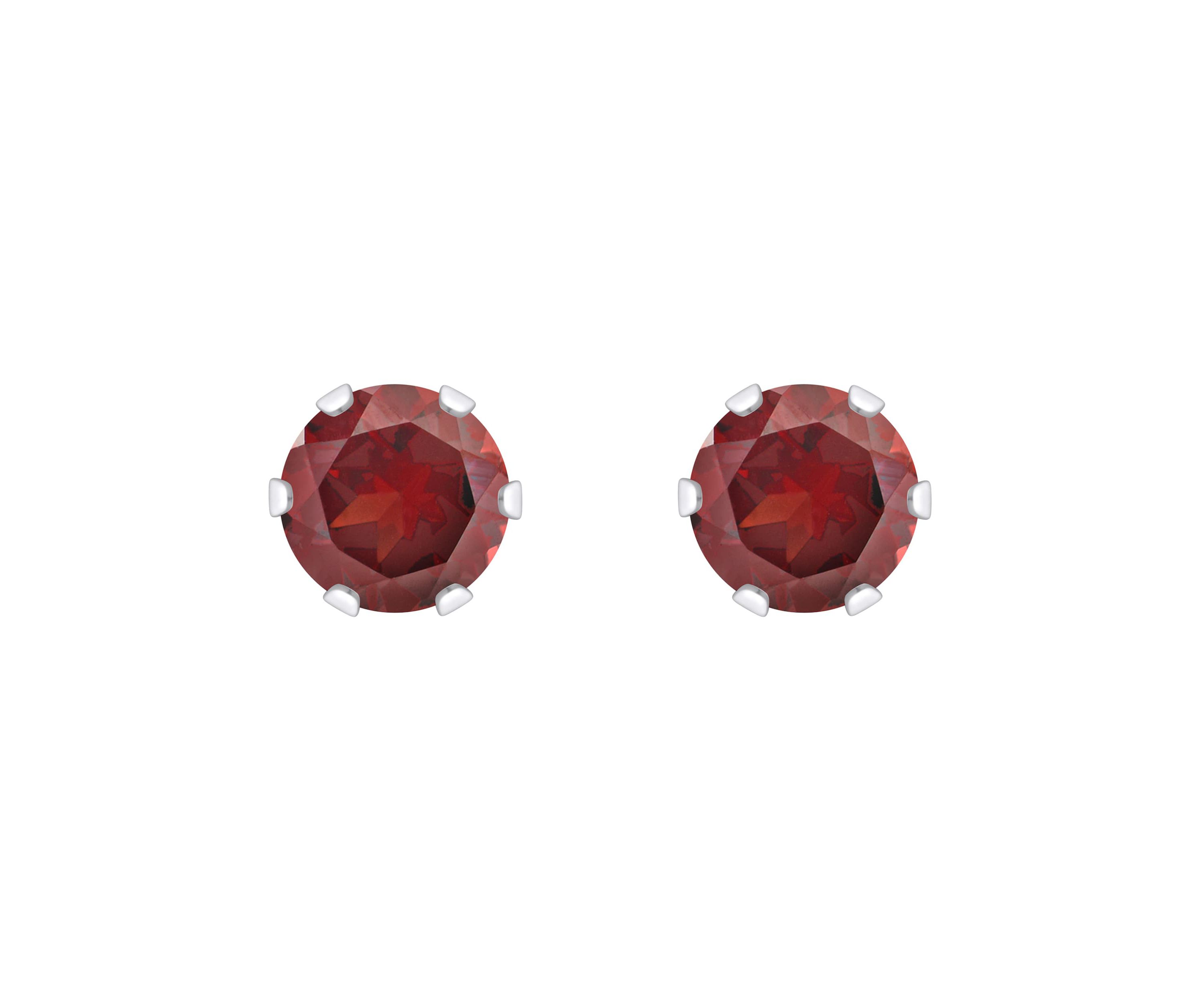 10K Yellow Gold 4mm Round Garnet Stud Earrings