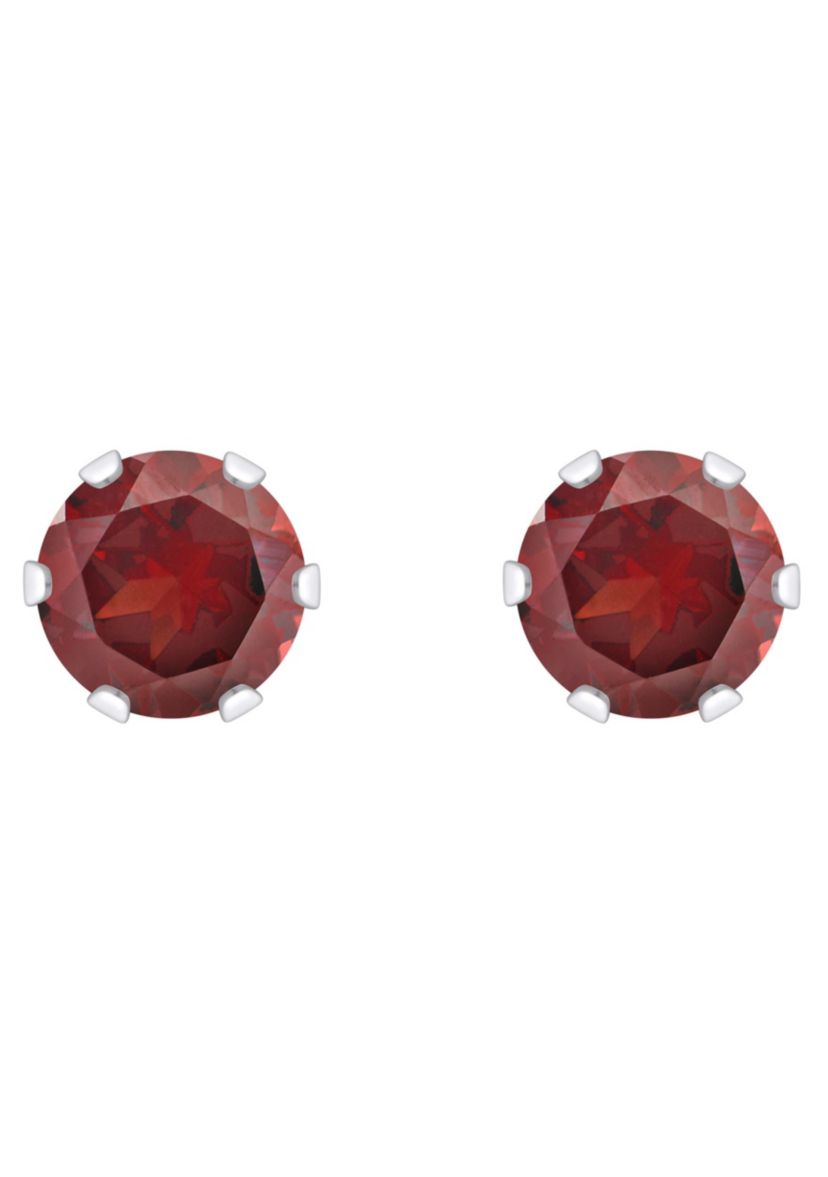 10K Yellow Gold 4mm Round Garnet Stud Earrings