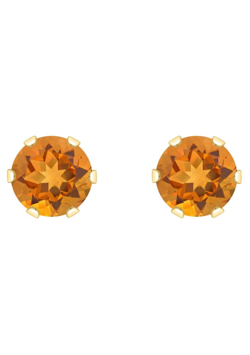 10K White Gold 4mm Round Citrine Stud Earrings