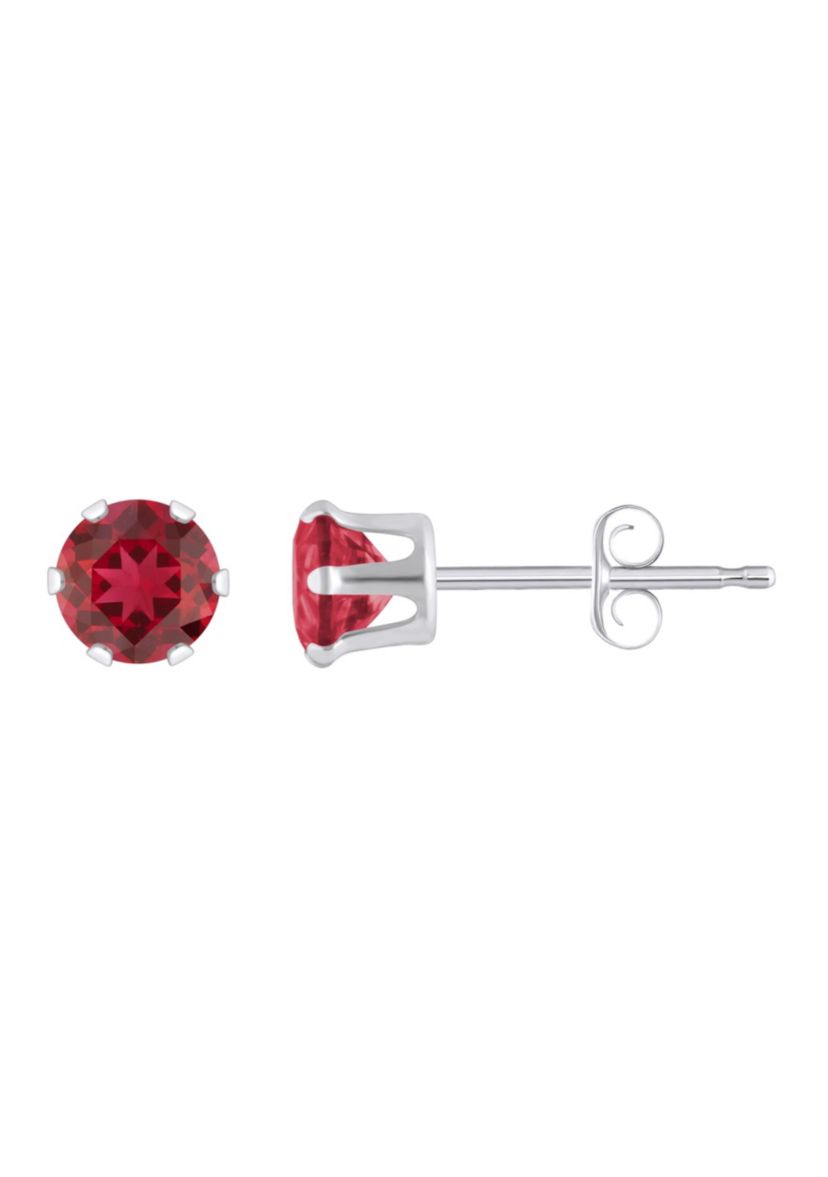 Lab Created 10K Yellow Gold 4mm Round Created Ruby Stud Earrings
