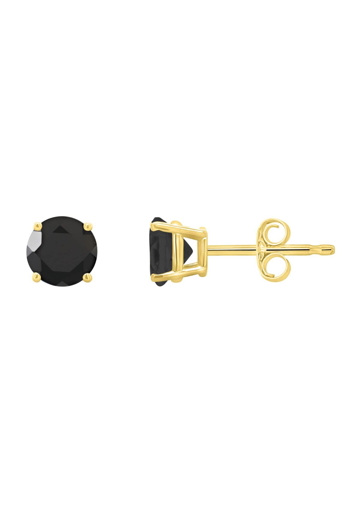 14K White Gold 5mm Round Black Onyx Stud Earrings