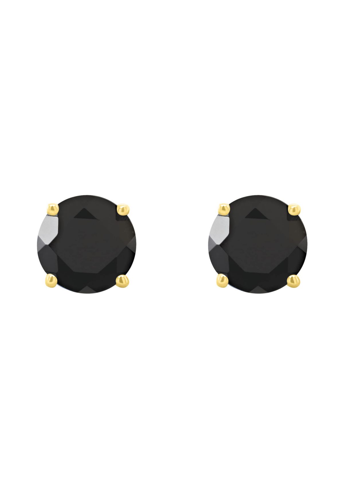14K White Gold 5mm Round Black Onyx Stud Earrings