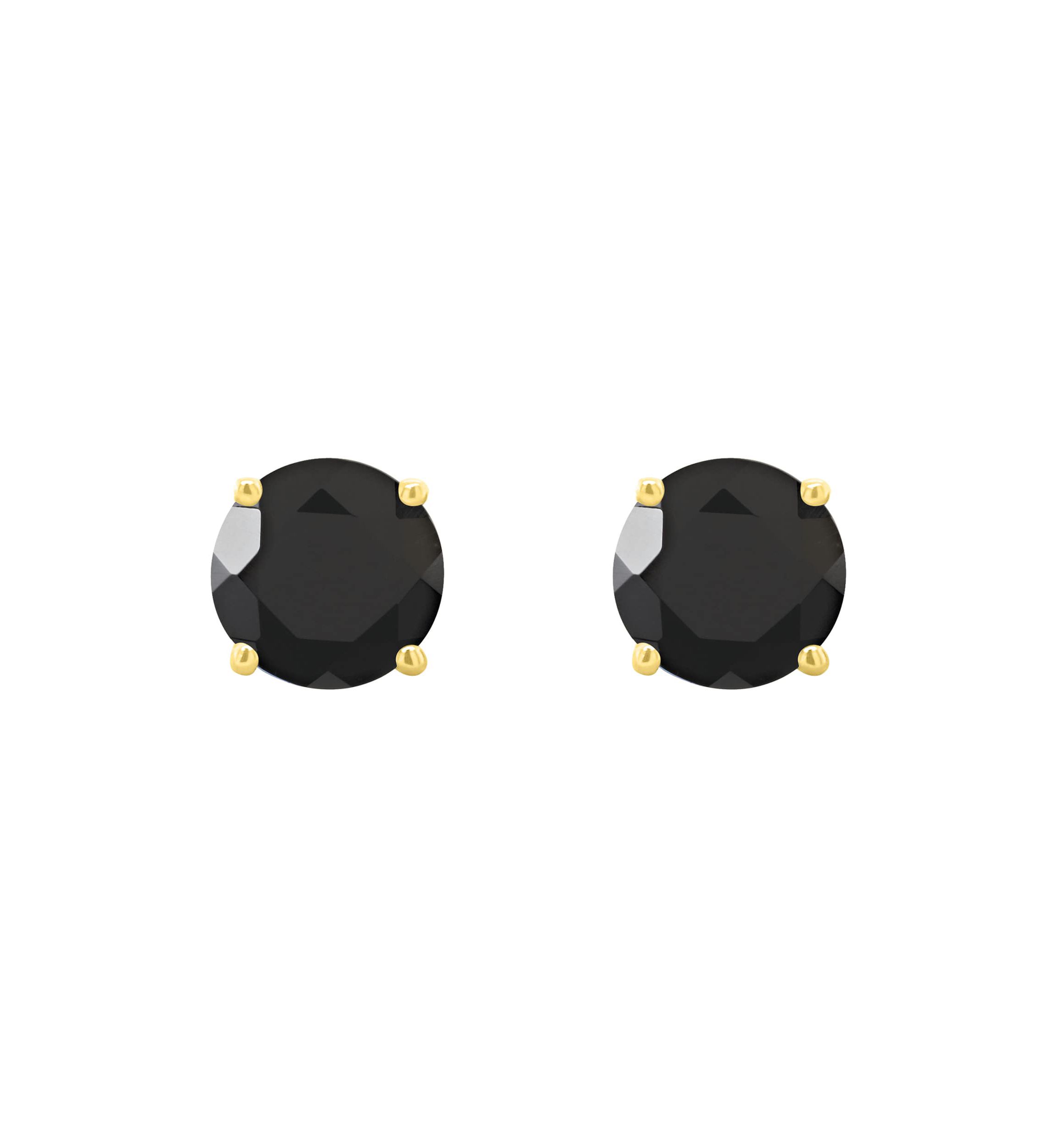 14K White Gold 5mm Round Black Onyx Stud Earrings