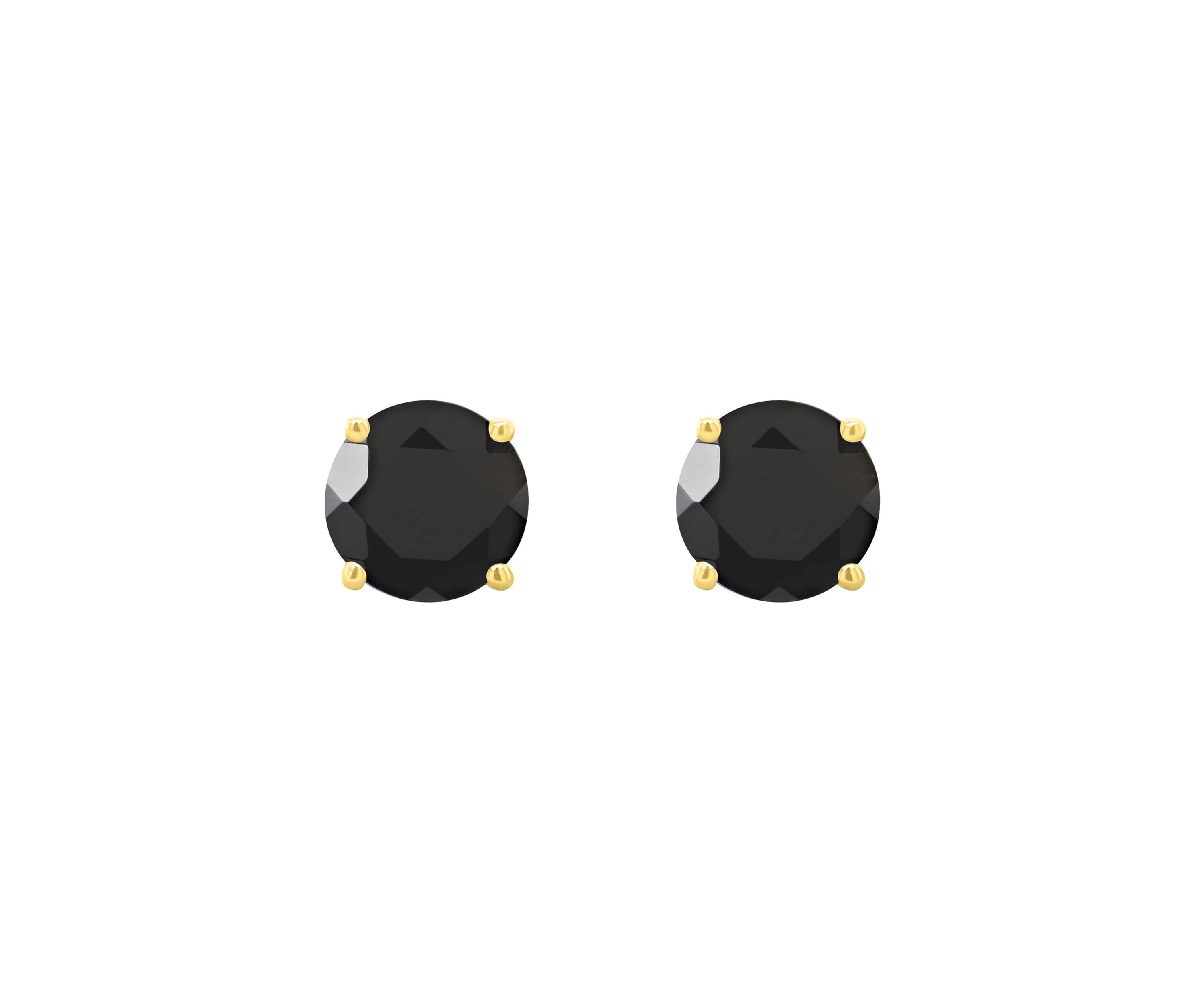 14K White Gold 5mm Round Black Onyx Stud Earrings