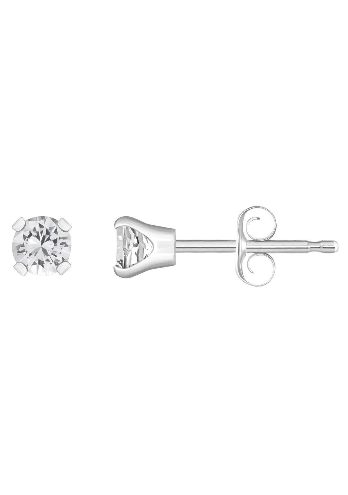 14K White Gold 3mm Round White Topaz Stud Earrings