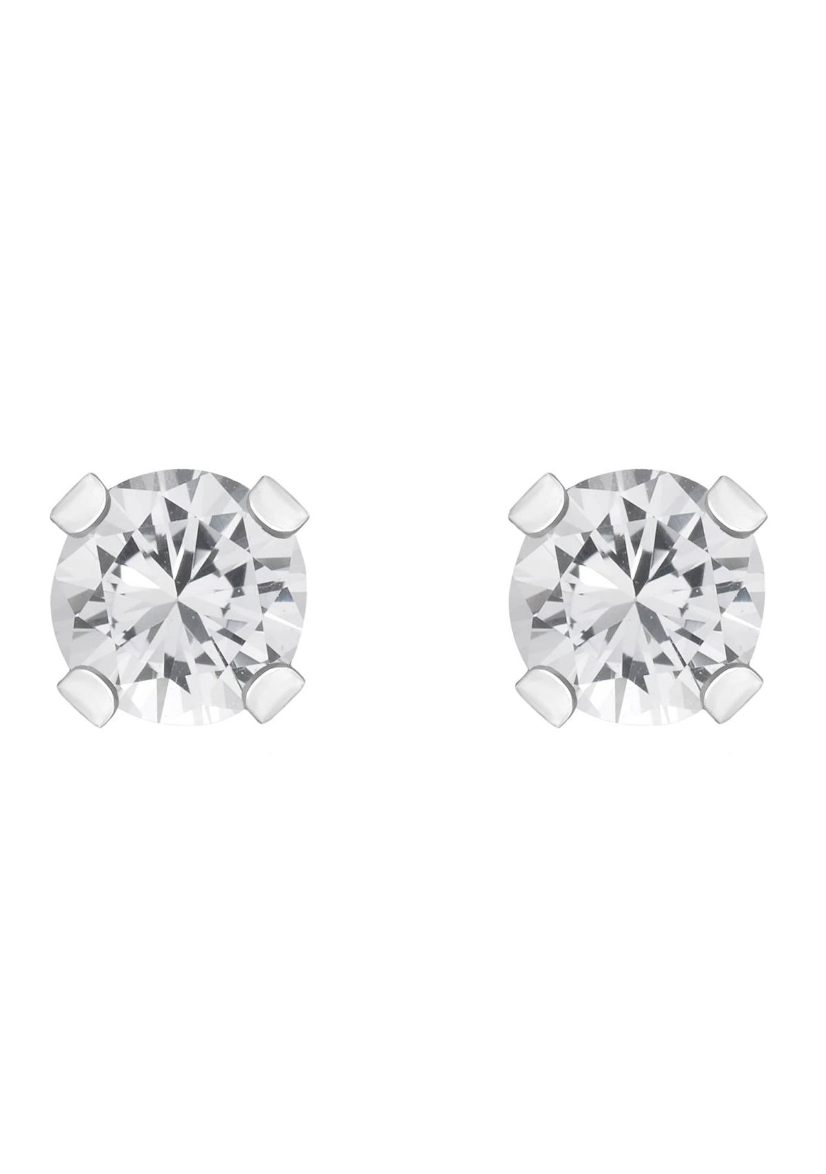 14K White Gold 3mm Round White Topaz Stud Earrings