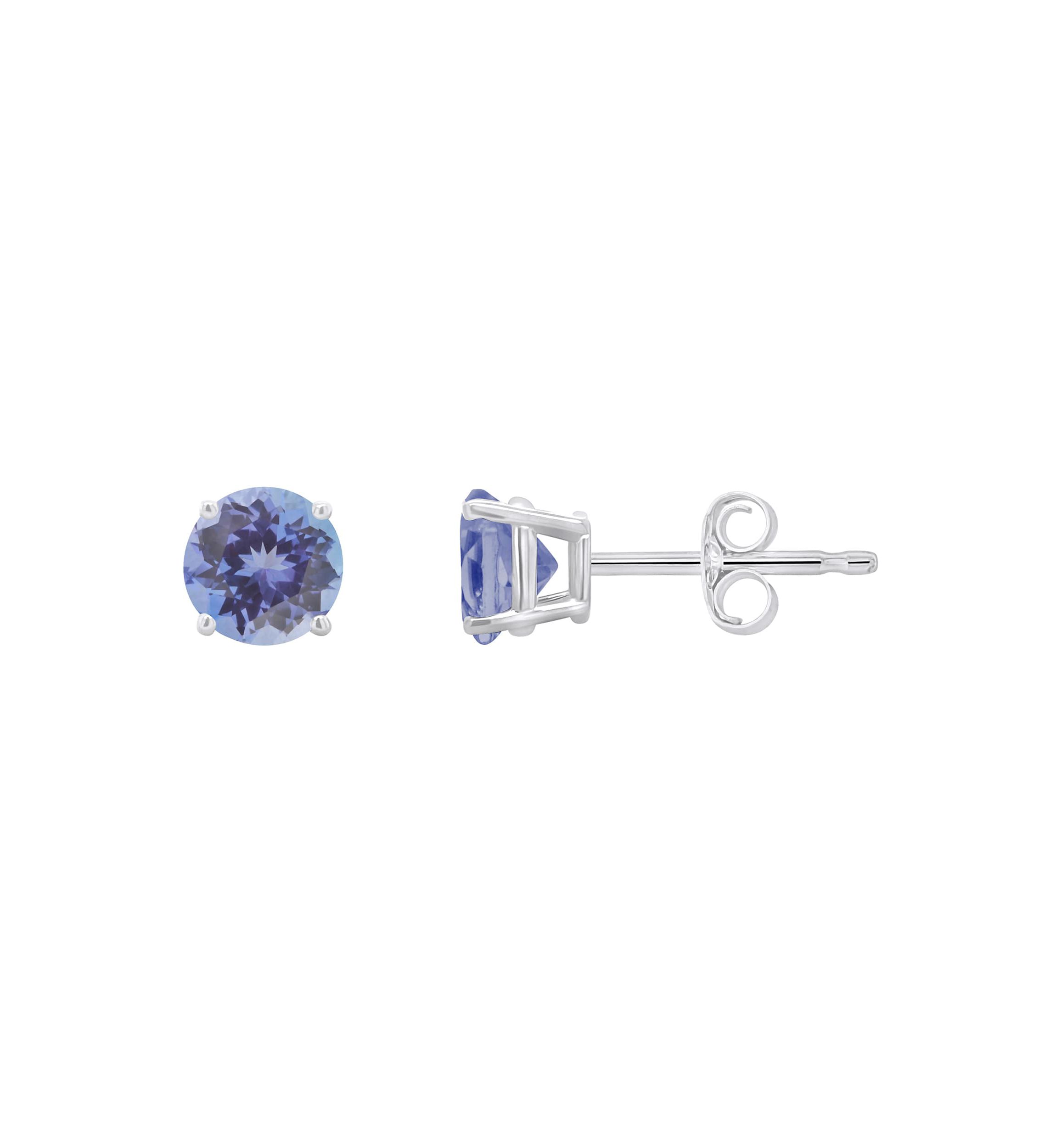 14K Yellow Gold 5mm Round Tanzanite Stud Earrings