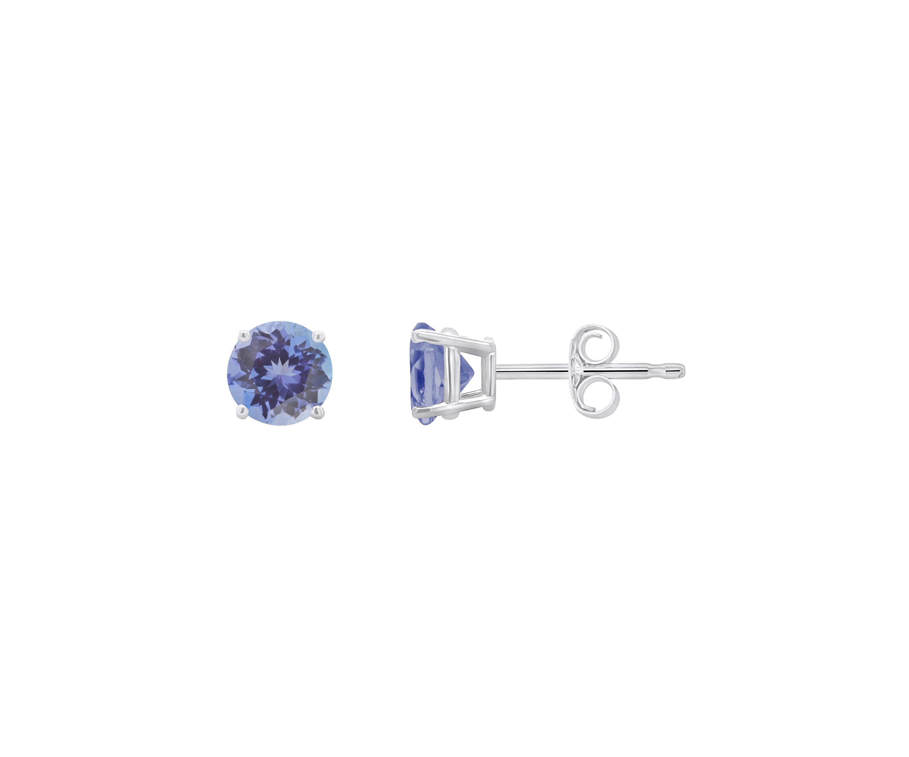 14K Yellow Gold 5mm Round Tanzanite Stud Earrings