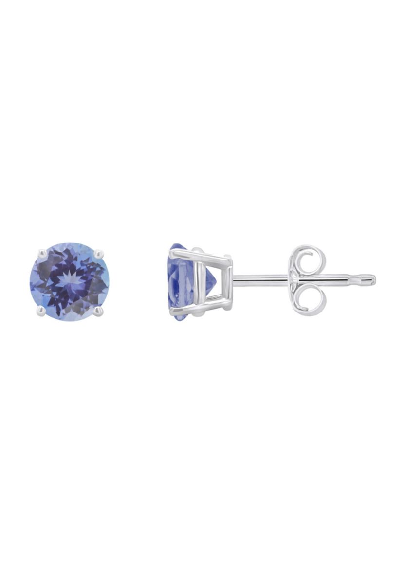 14K Yellow Gold 5mm Round Tanzanite Stud Earrings
