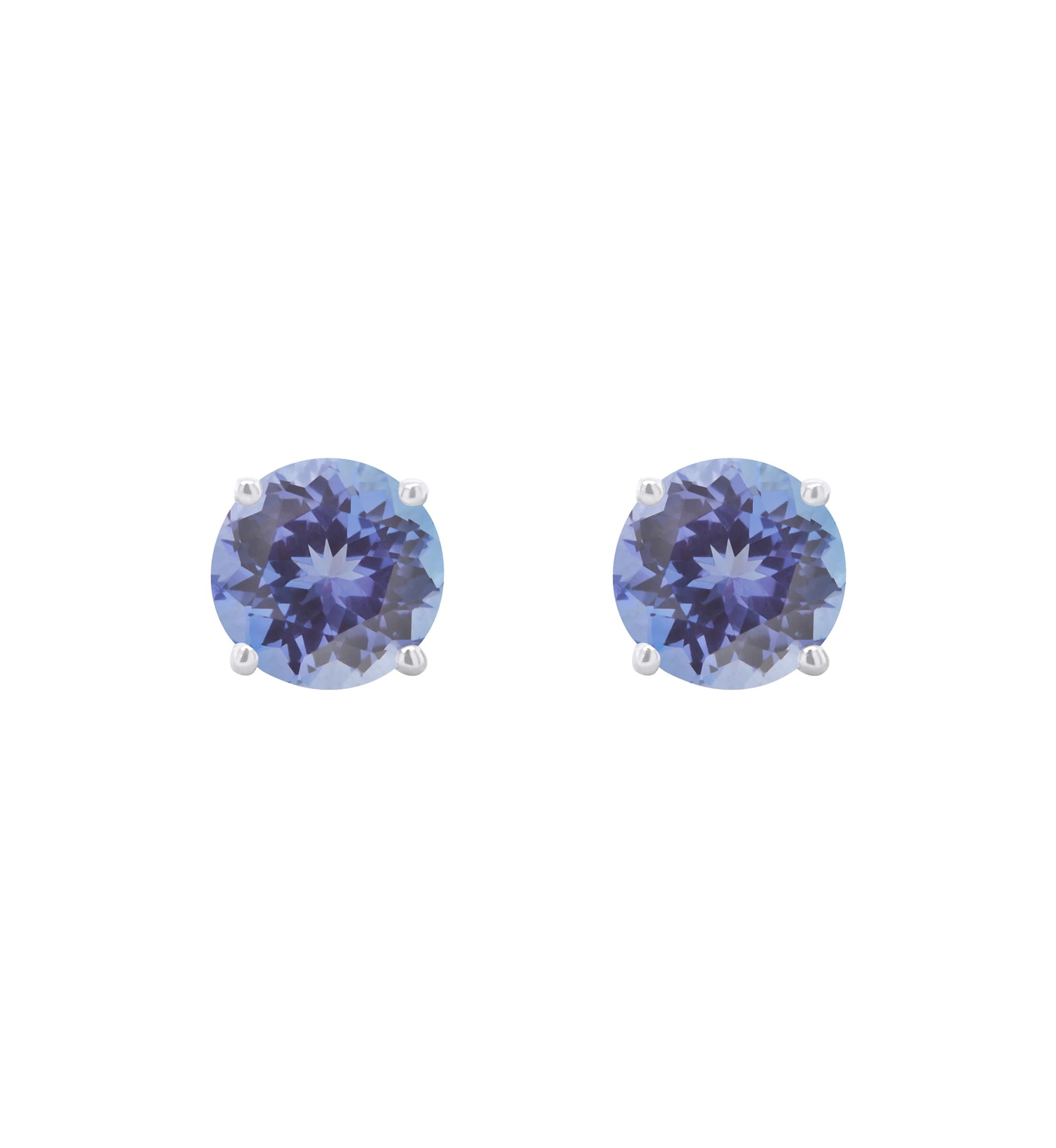 14K Yellow Gold 5mm Round Tanzanite Stud Earrings