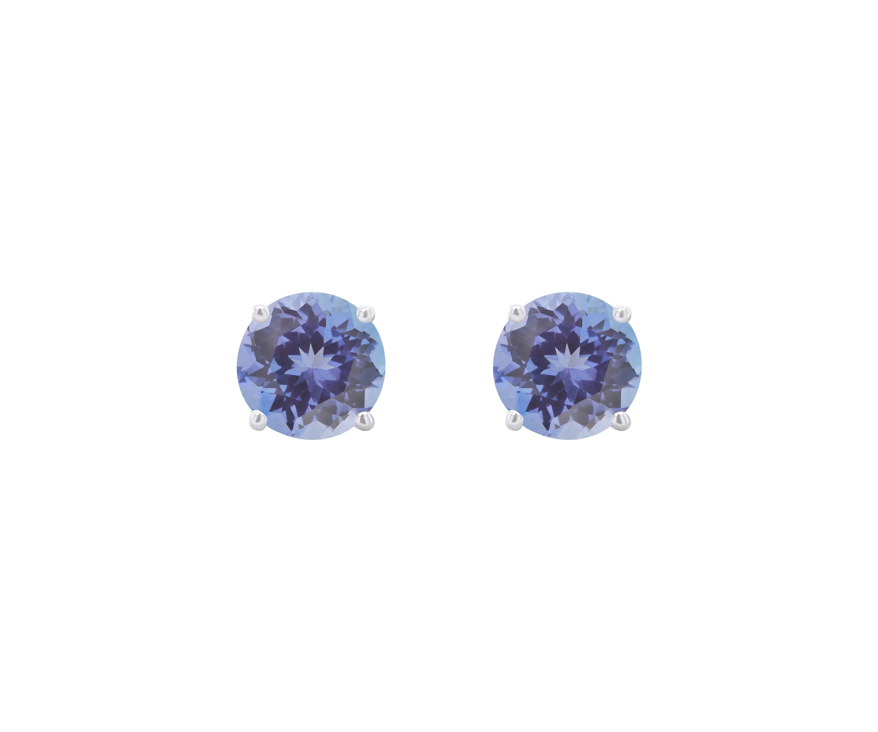 14K Yellow Gold 5mm Round Tanzanite Stud Earrings