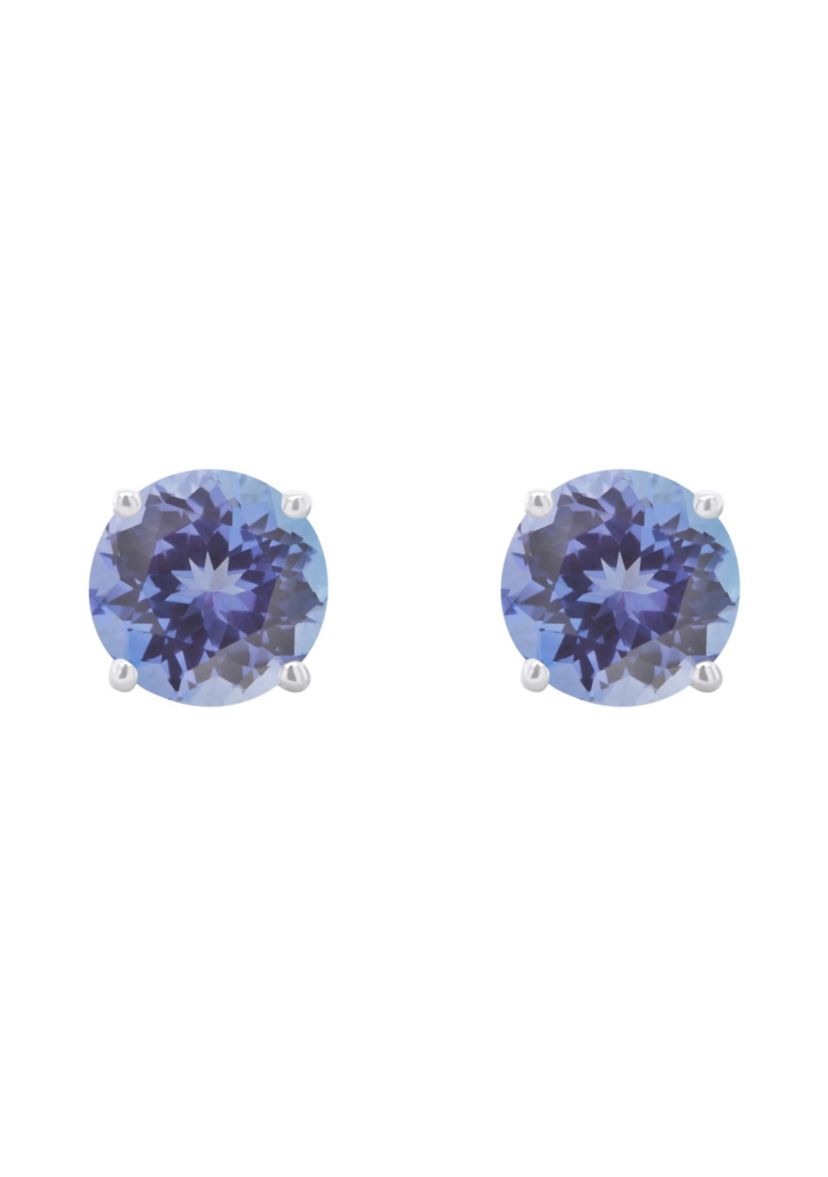 14K Yellow Gold 5mm Round Tanzanite Stud Earrings