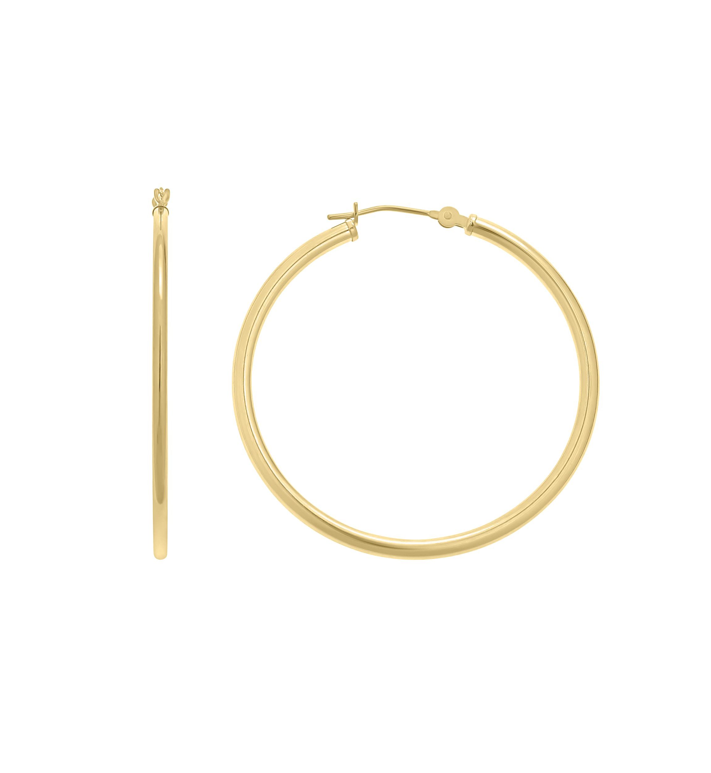 14K Yellow Gold 50mm Click Hoop Earrings