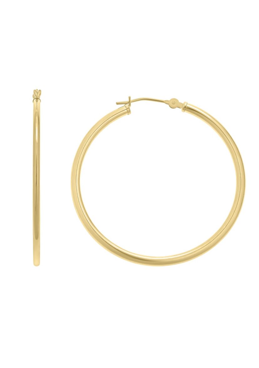 14K Yellow Gold 50mm Click Hoop Earrings