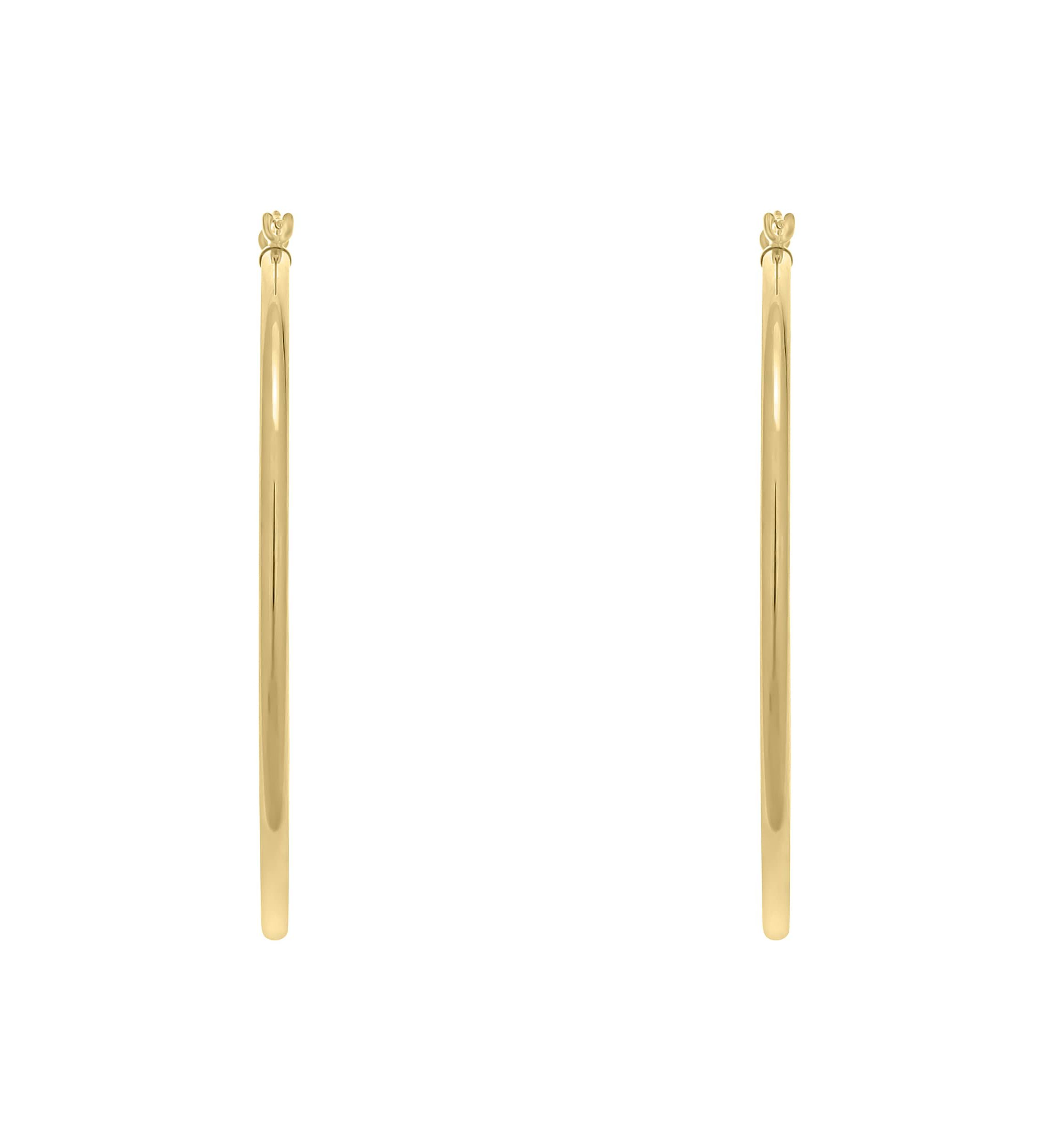 14K Yellow Gold 50mm Click Hoop Earrings