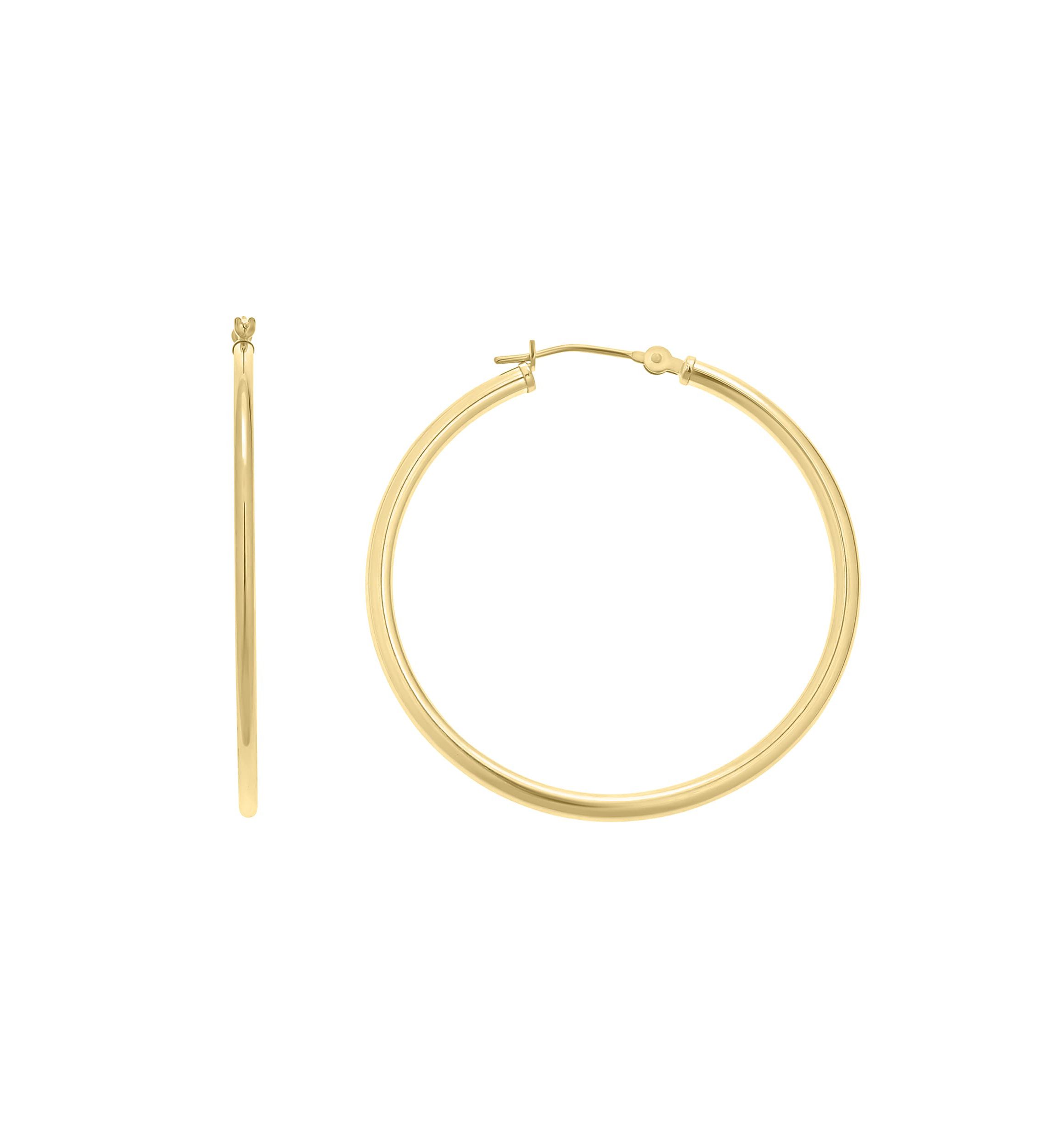14K Yellow Gold 40mm Click Hoop Earrings