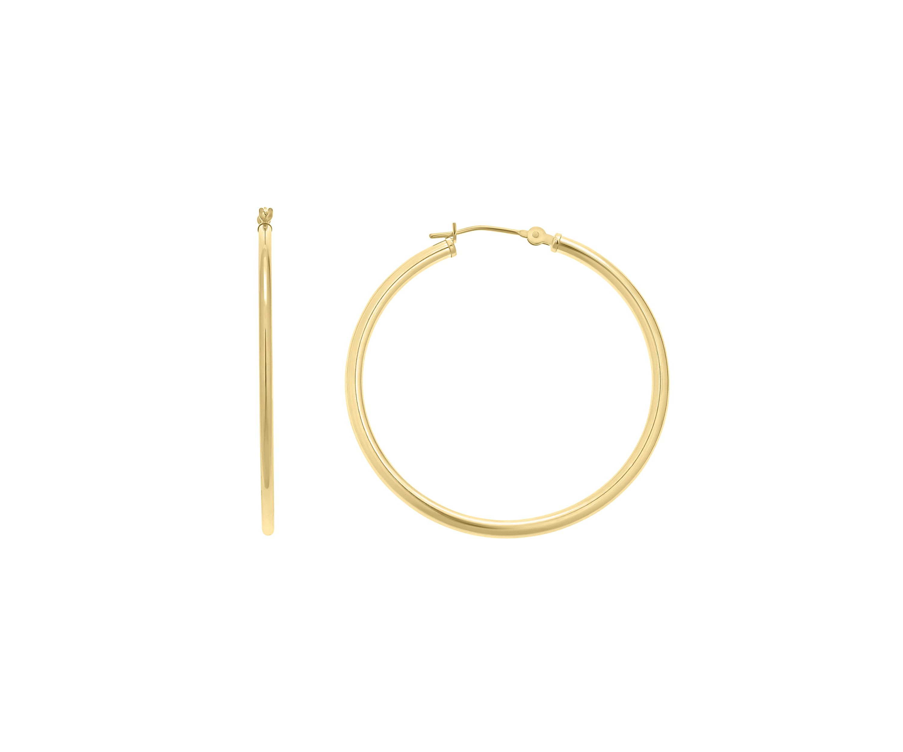 14K Yellow Gold 40mm Click Hoop Earrings