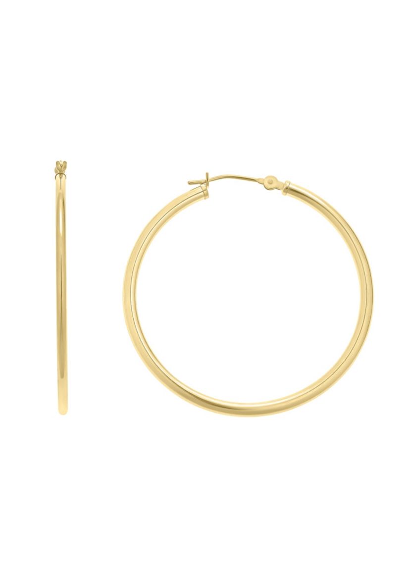 14K Yellow Gold 40mm Click Hoop Earrings