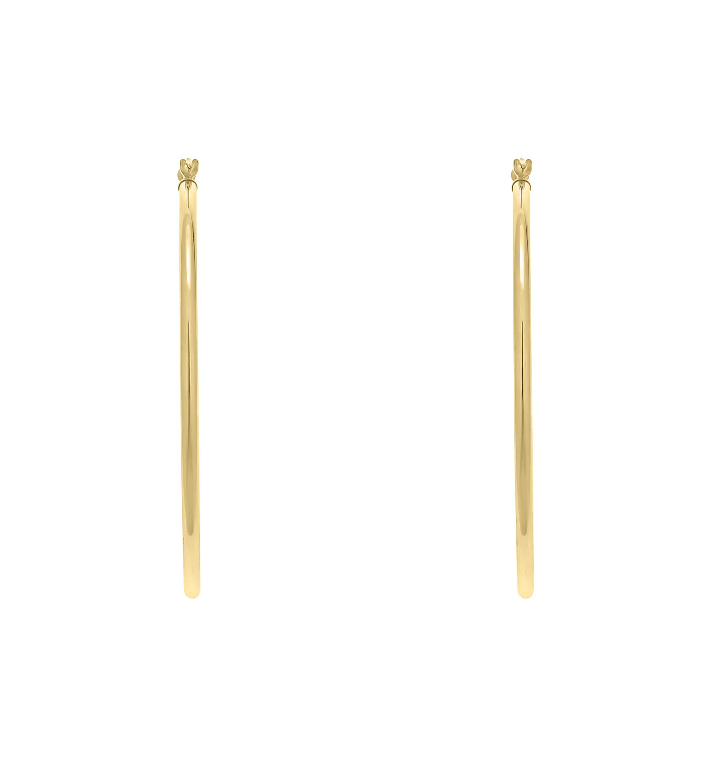 14K Yellow Gold 40mm Click Hoop Earrings
