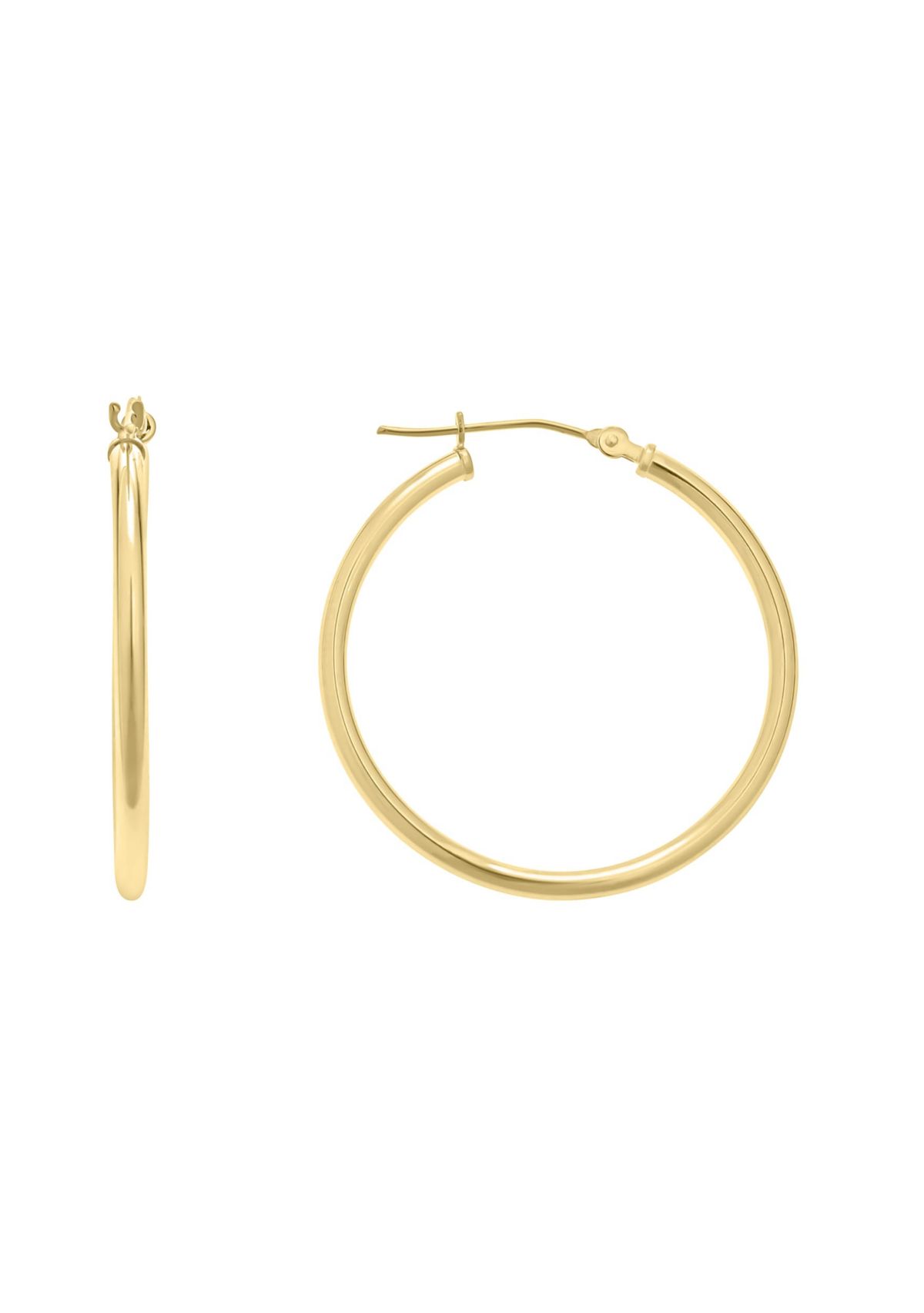 14K White Gold 30mm Click Hoop Earrings