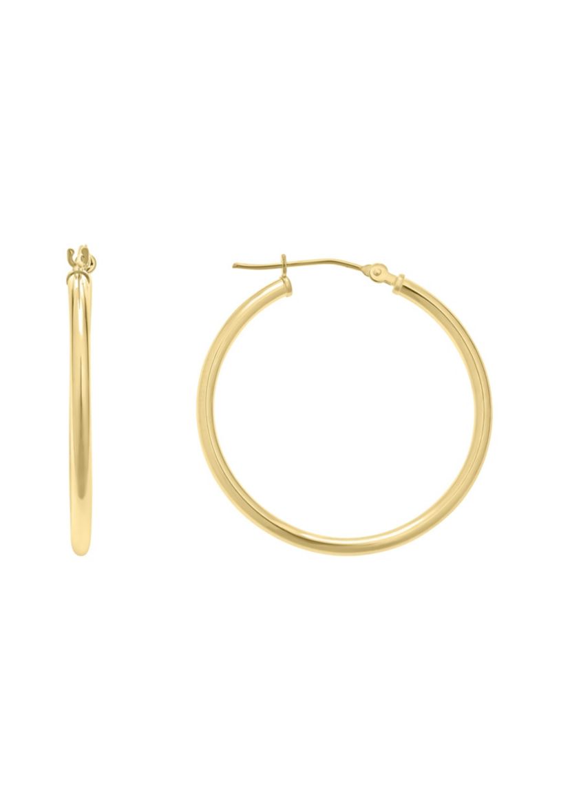 14K White Gold 30mm Click Hoop Earrings
